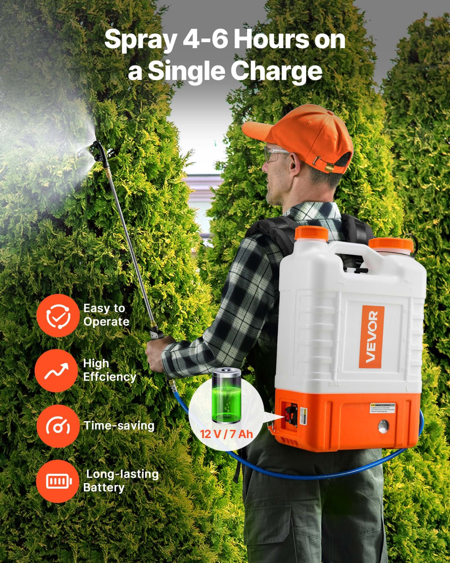 Battery Powered Backpack Sprayer with Cart, 4 Gallon Tank on Wheels