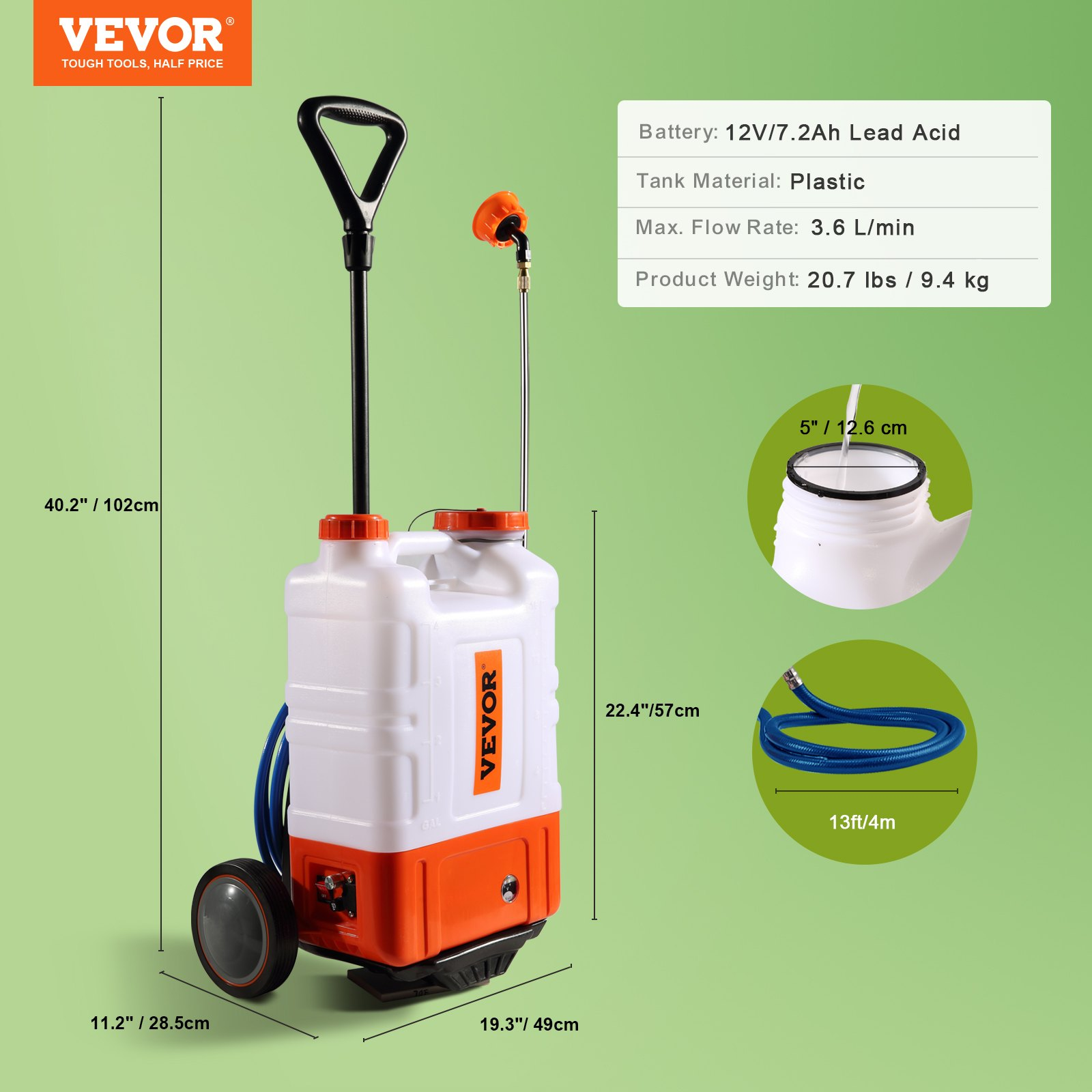 VEVOR Battery Powered Backpack Sprayer with Cart, Cleaning