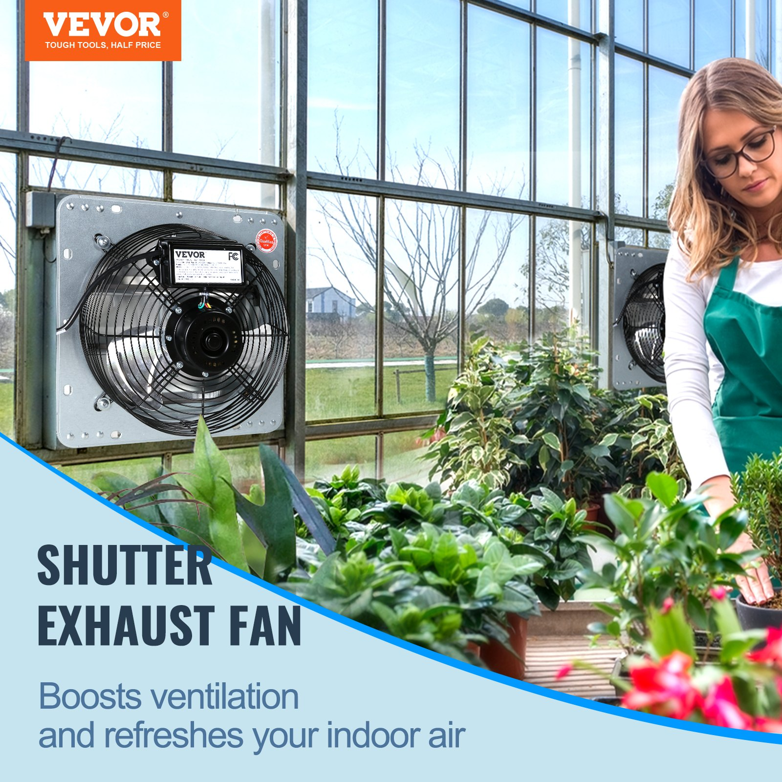 VEVOR 24'' Shutter Exhaust Fan, High-speed 3320 CFM, FCC