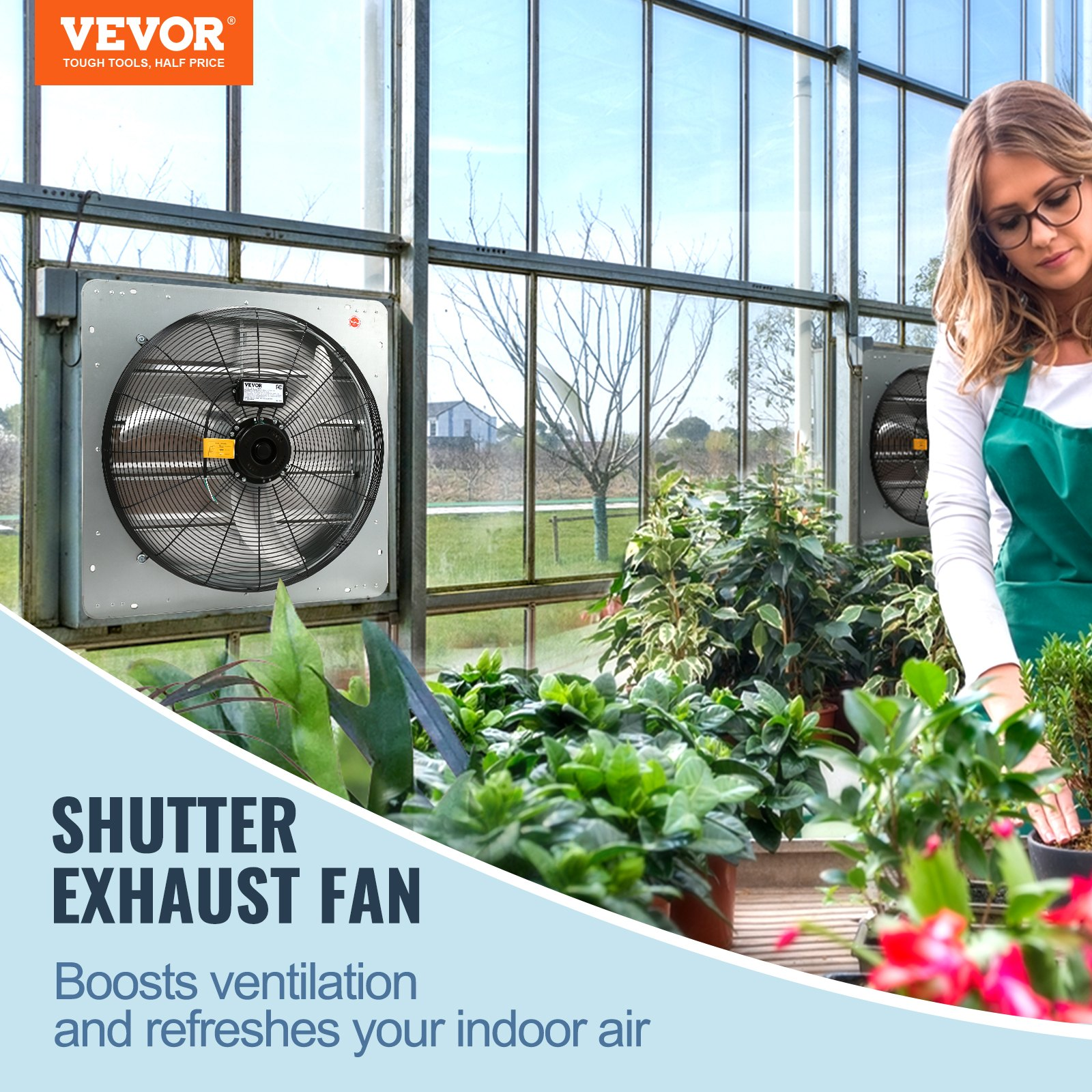 VEVOR 24'' Shutter Exhaust Fan, High-speed 3320 CFM, FCC