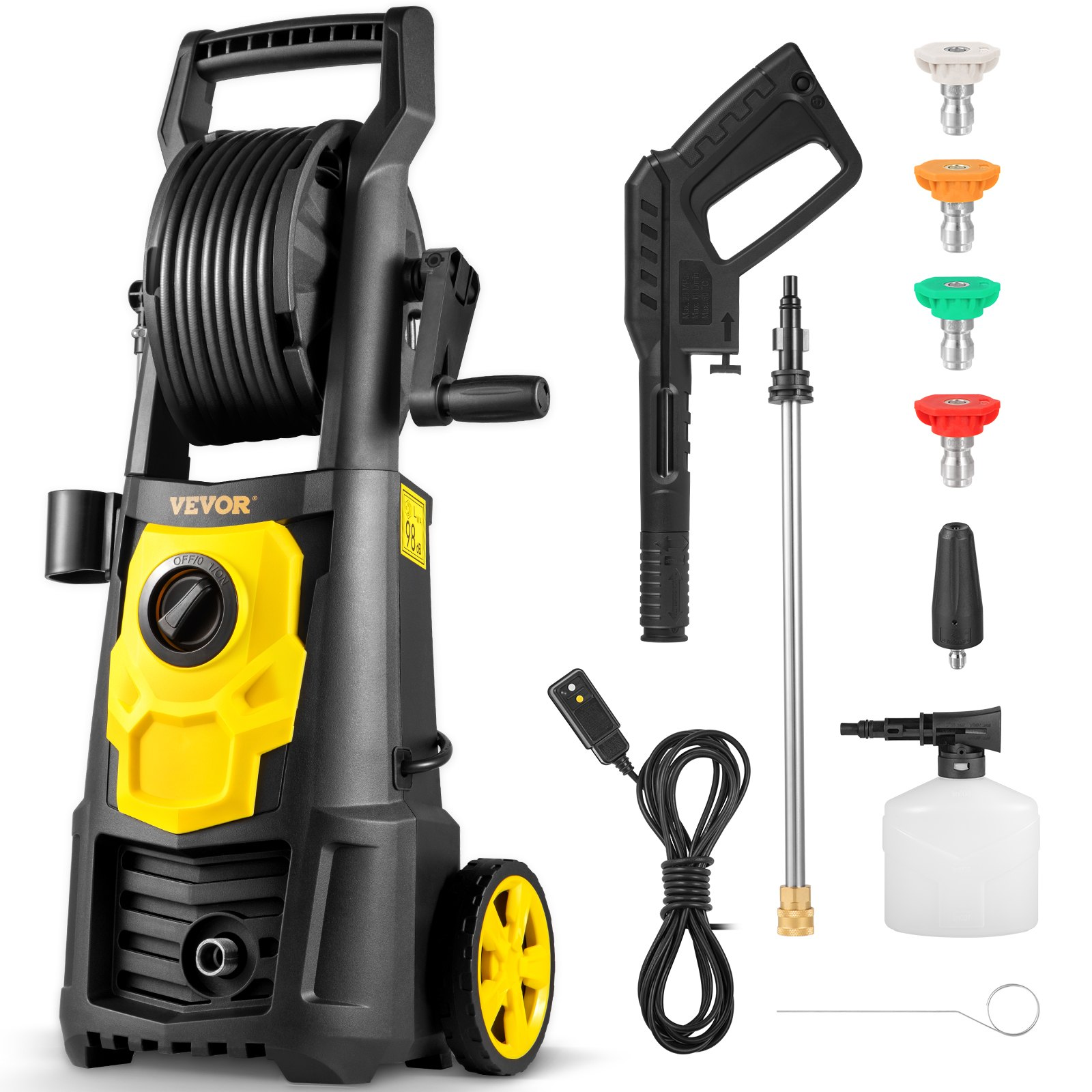 2000 PSI Electric Pressure Washer 1.65 GPM 30ft Hose 5 Nozzles Foam Cannon