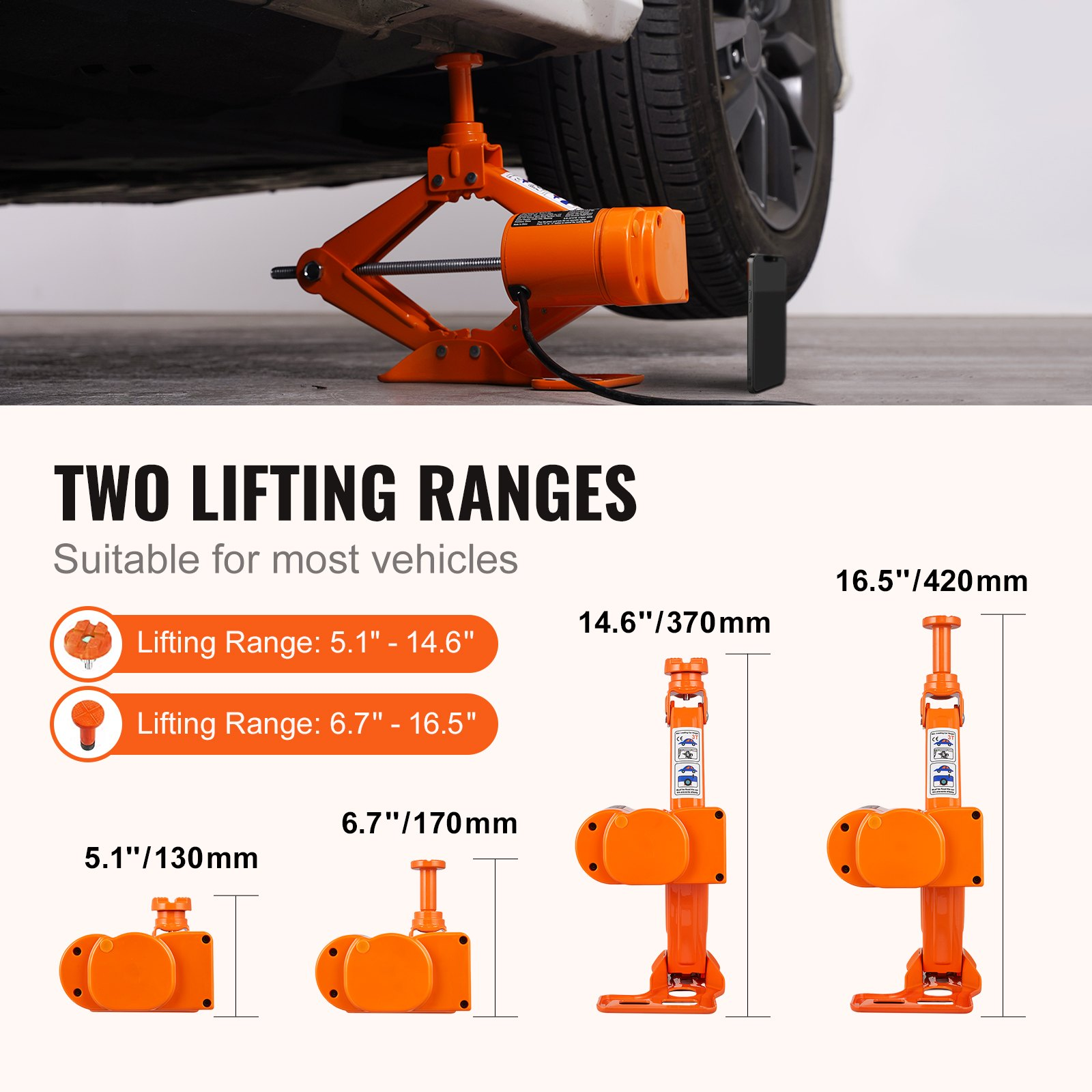 Electric Car Jack, 3 Tons /6600 lbs Scissor Jack, Truck Tire Change - Picture 3 of 12