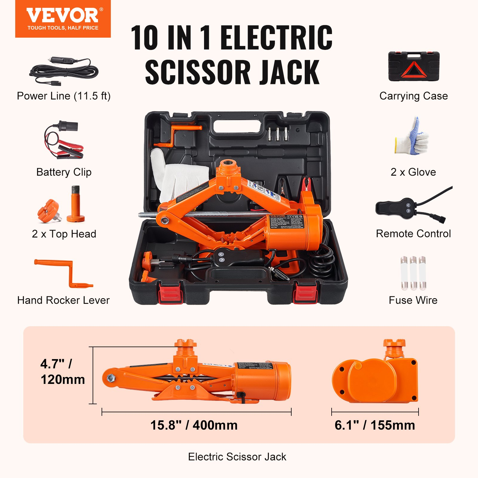 Electric Car Jack, 3 Tons /6600 lbs Scissor Jack, Truck Tire Change - Picture 7 of 12