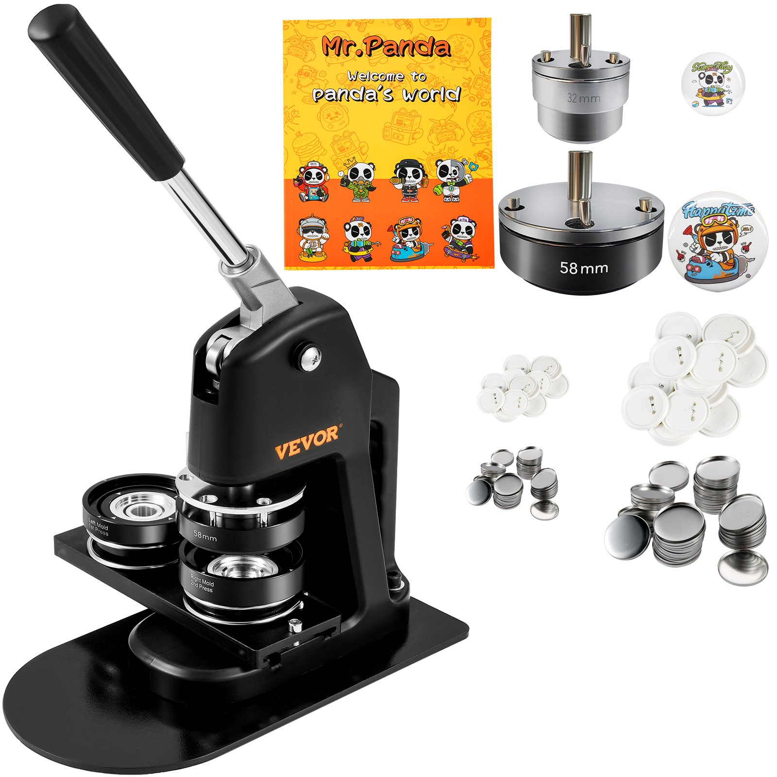 1.25" + 2.25" Button Maker Kit 500PCS Badge Press w/Cutter