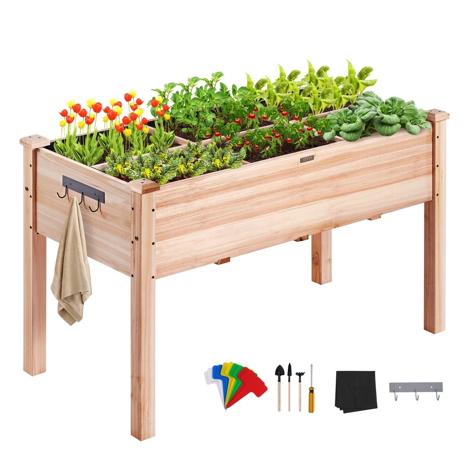 VEVOR Wooden Raised Garden Bed Planter Box 47.2x22.8x30" Flower Vegetable Herb