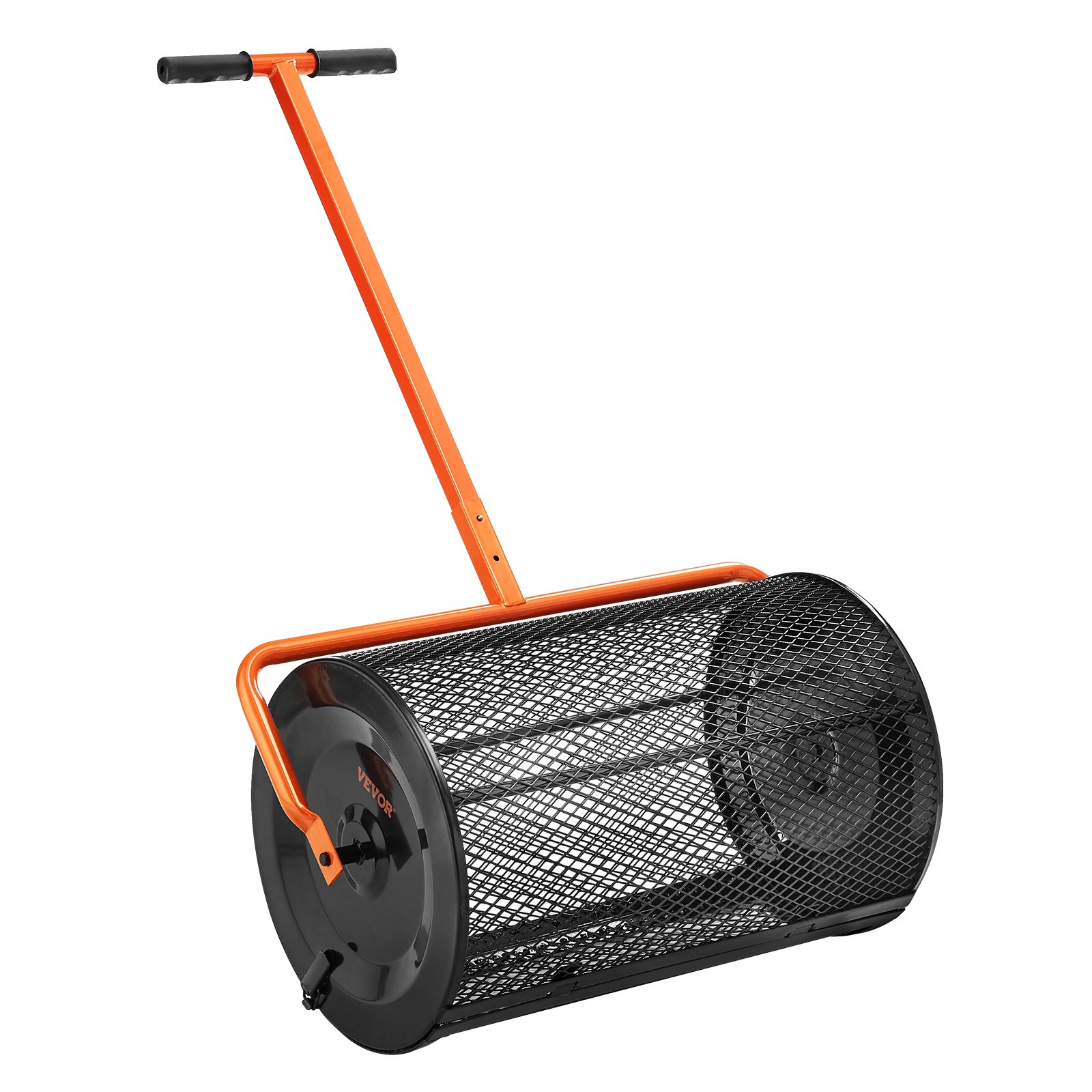 Compost Spreader, 24.4-25.6" Height Adjustable Handle, 24" Wide, Black