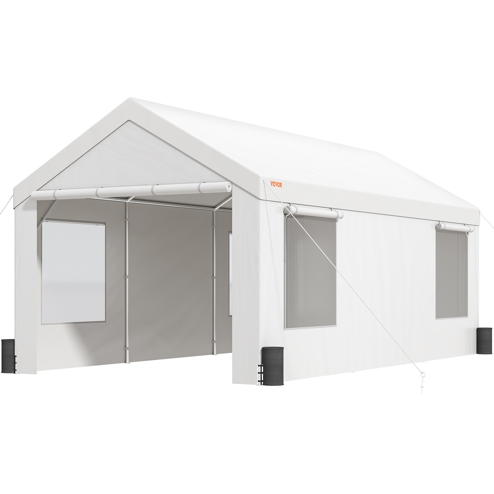 12x20 ft Heavy Duty Carport Canopy Garage w/Windows, Waterproof UV Tarp Cover - Picture 11 of 12
