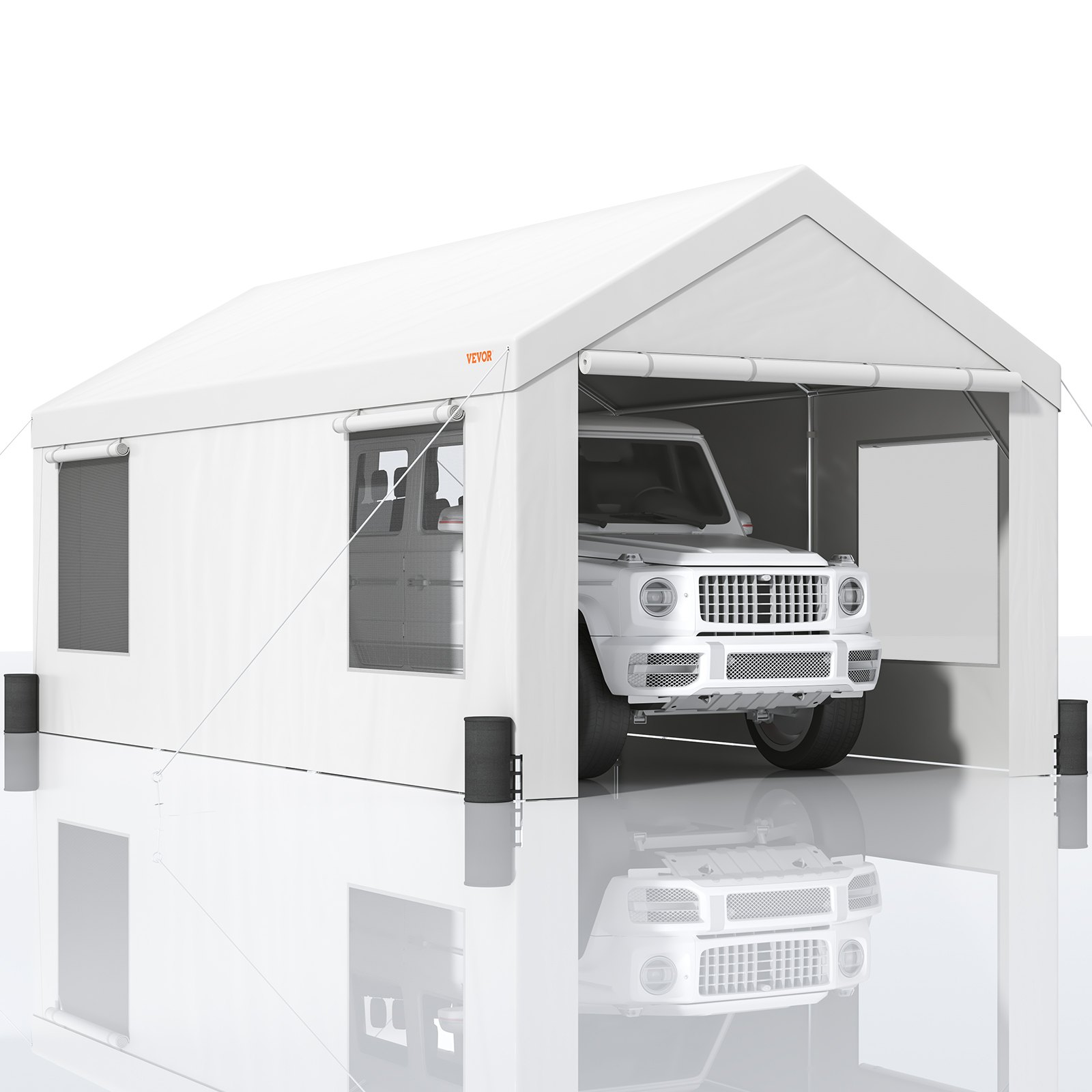 12x20 ft Heavy Duty Carport Canopy Garage w/Windows, Waterproof UV Tarp Cover - Picture 12 of 12