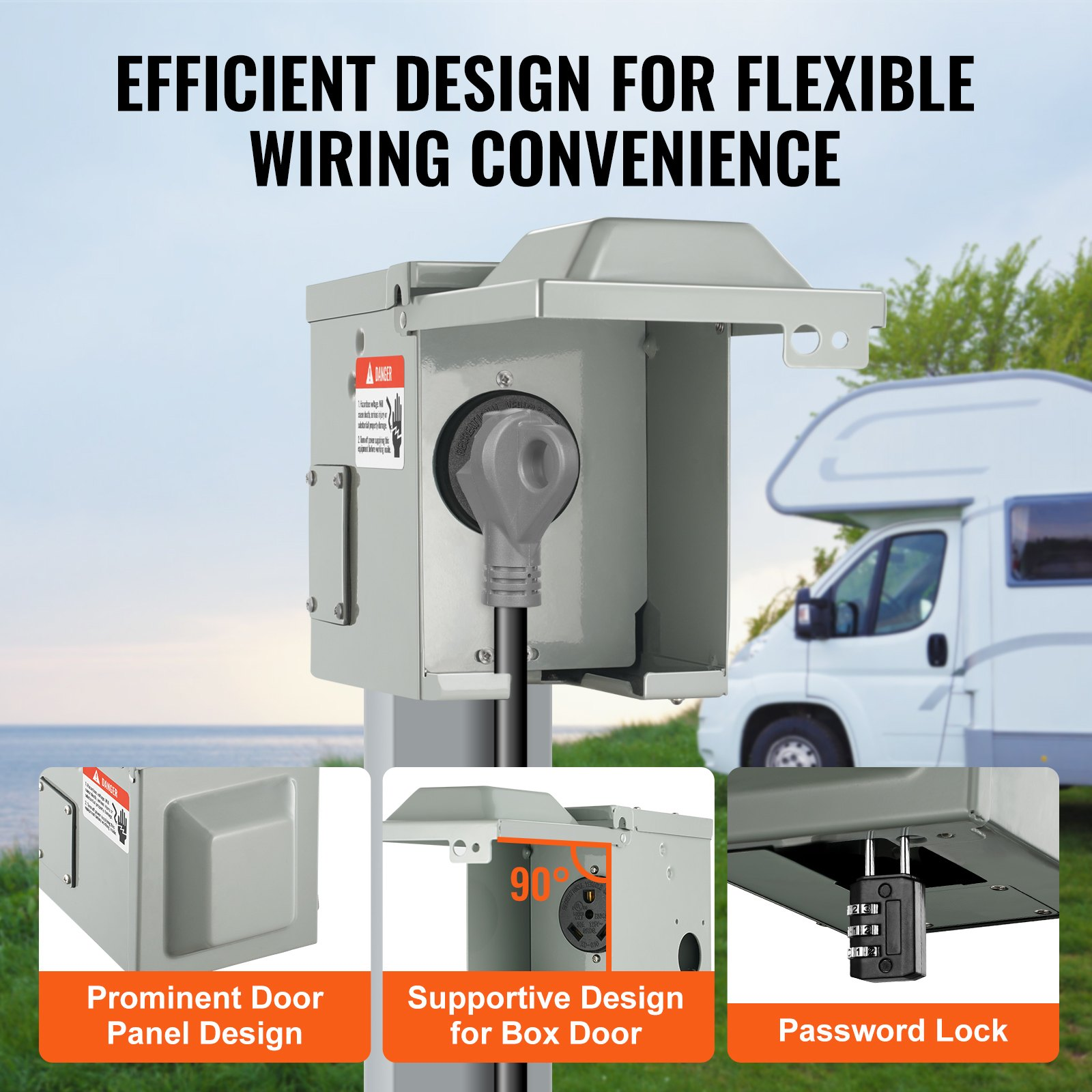 VEVOR 30 Amp RV Power Outlet Box, 125/250 Volt, Enclosed Lockable Outdoor RV Rec - Bild 4 von 12