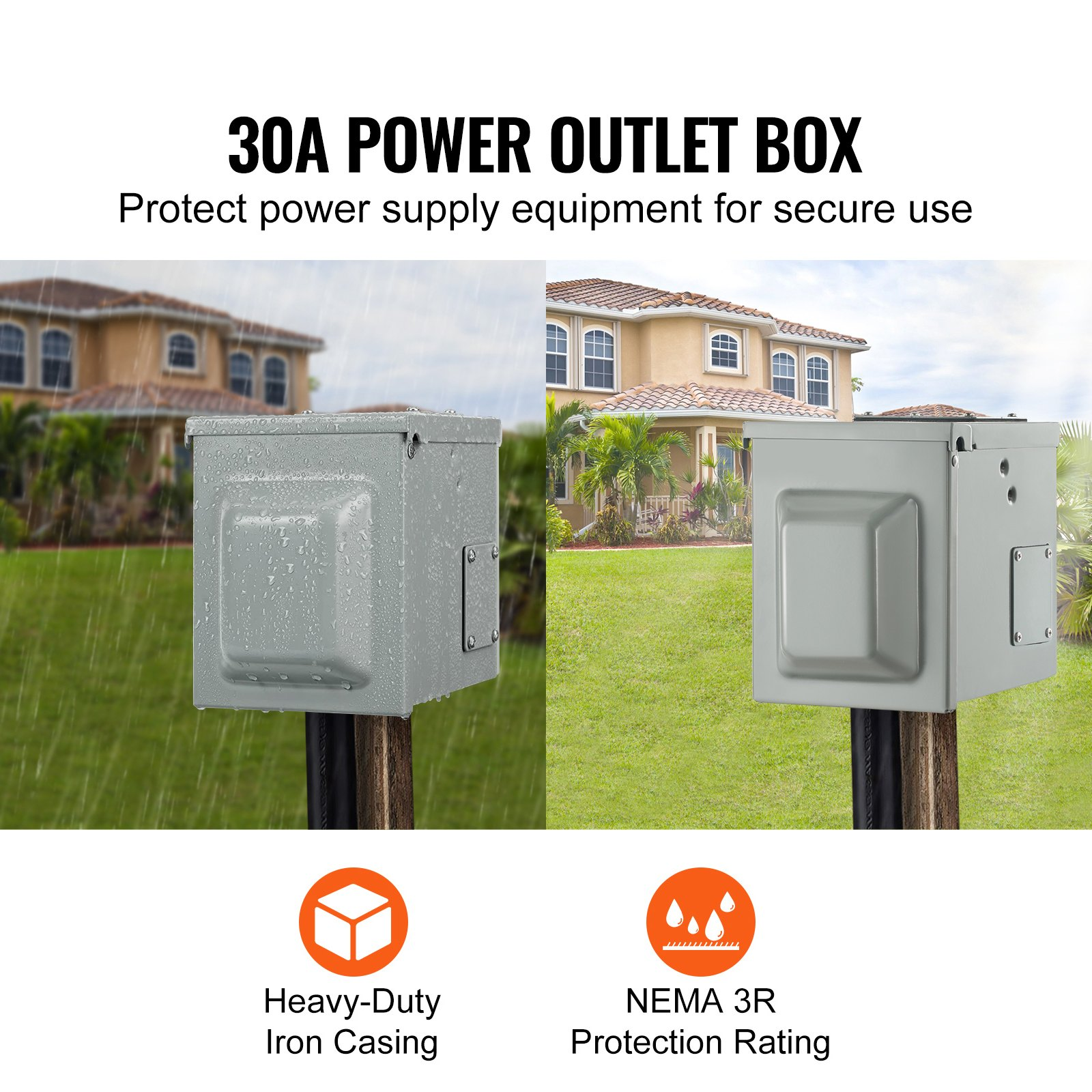 VEVOR 30 Amp RV Power Outlet Box, 125/250 Volt, Enclosed Lockable Outdoor RV Rec - Bild 1 von 12