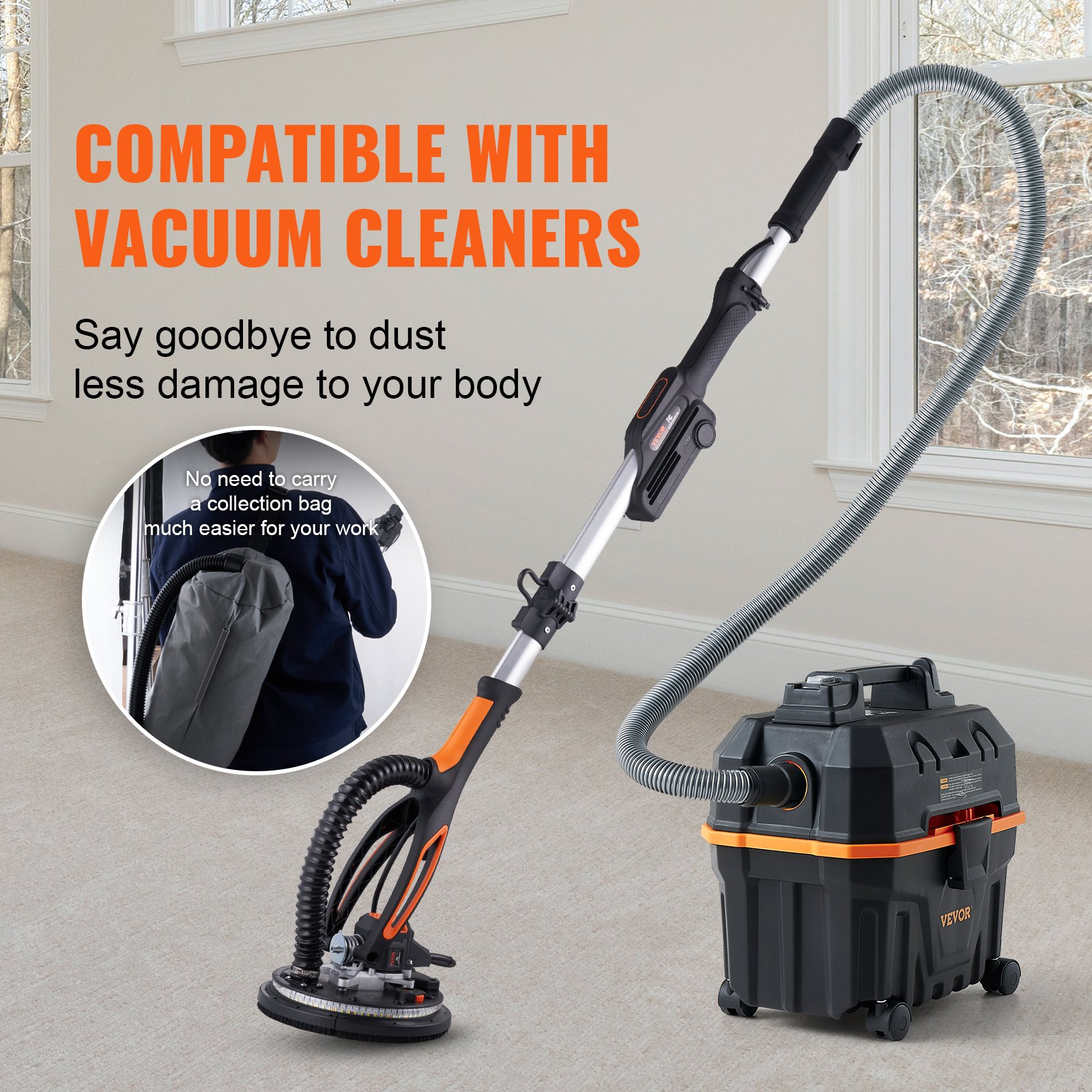 Drywall Sander, 800W Brushless Motor Electric Sander, 12 Sanding Discs