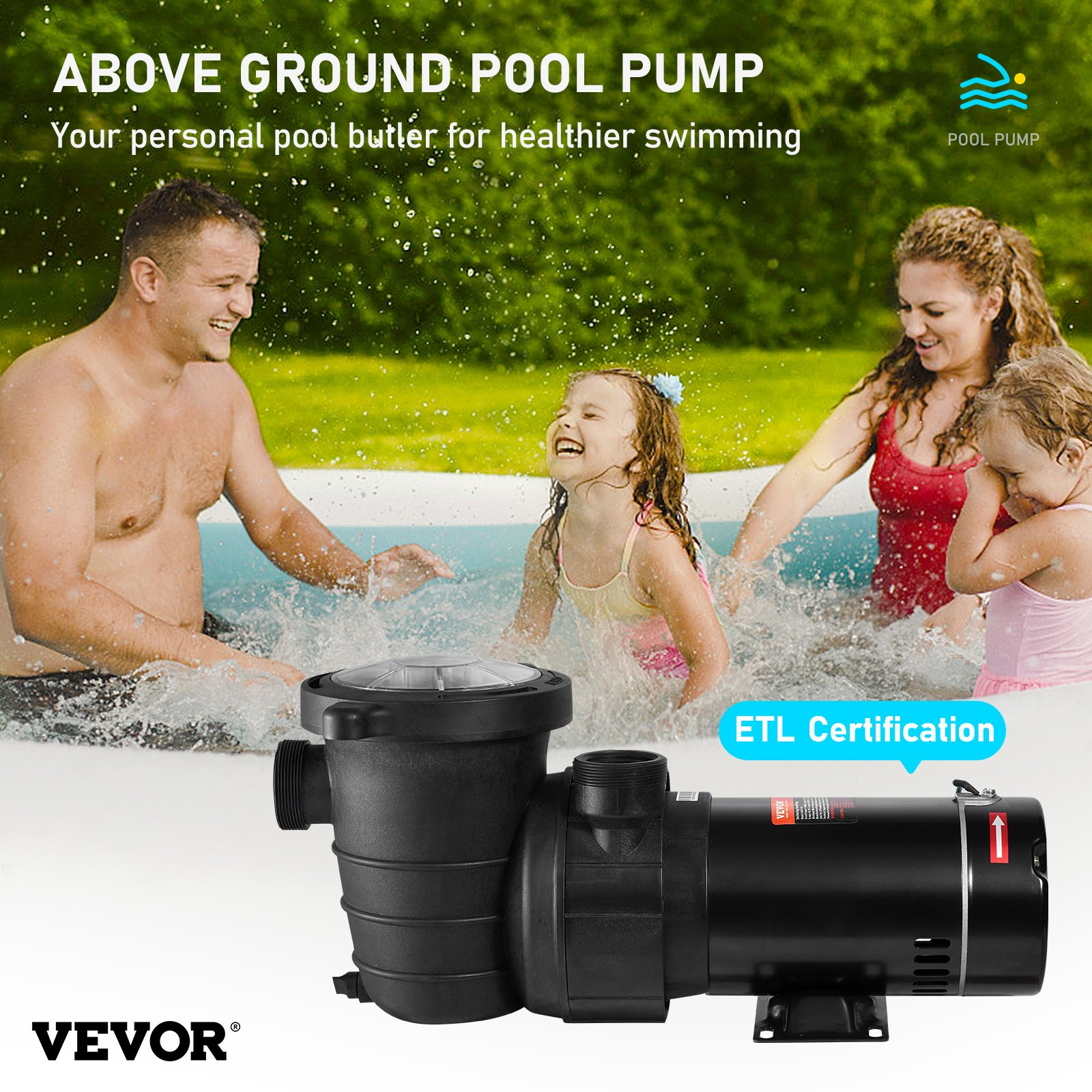 Swimming Pool Pump 1.5HP 115V 1100W, Certification of ETL for Security