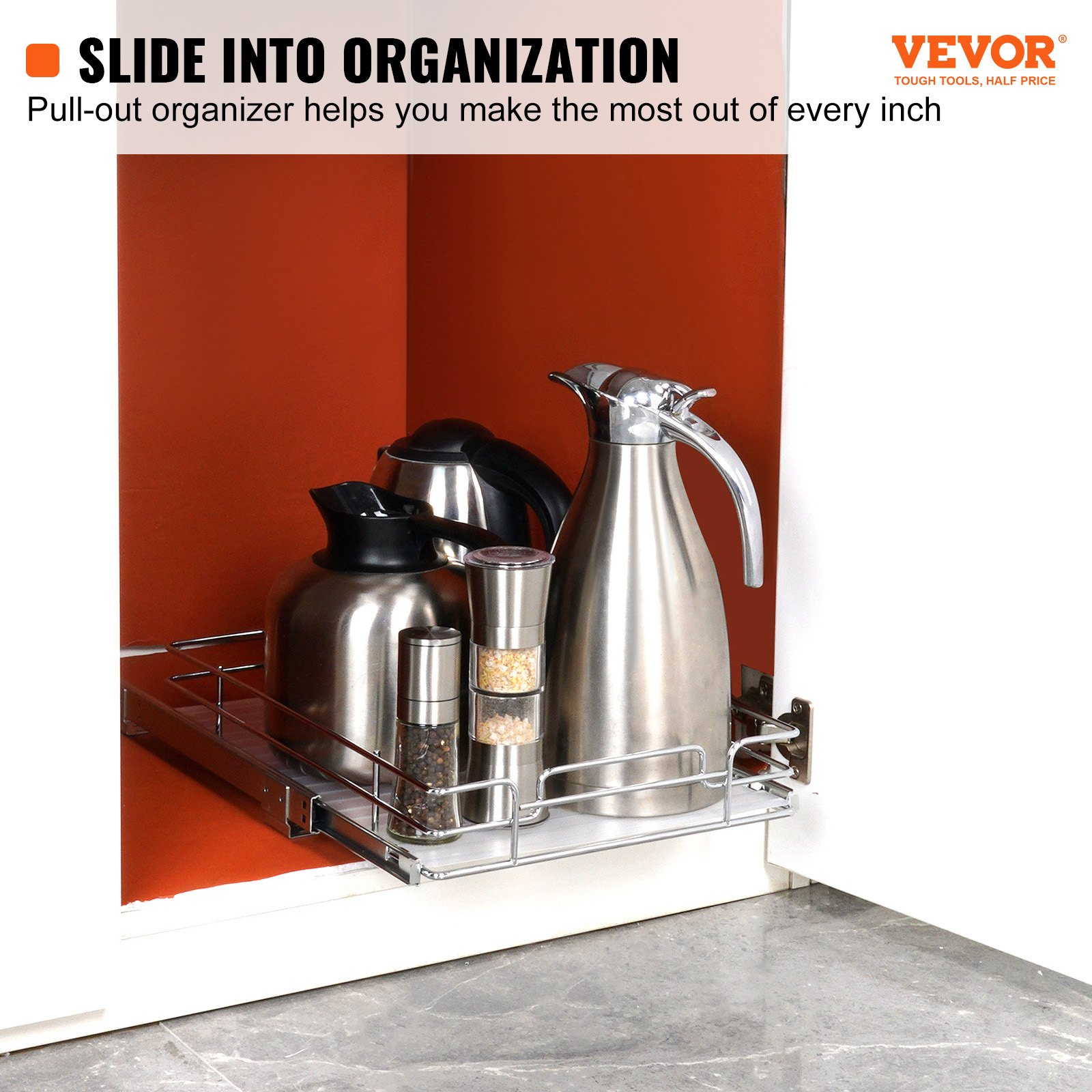 VEVOR 11"W x 21"D Pull Out Cabinet Organizer, Under Sink