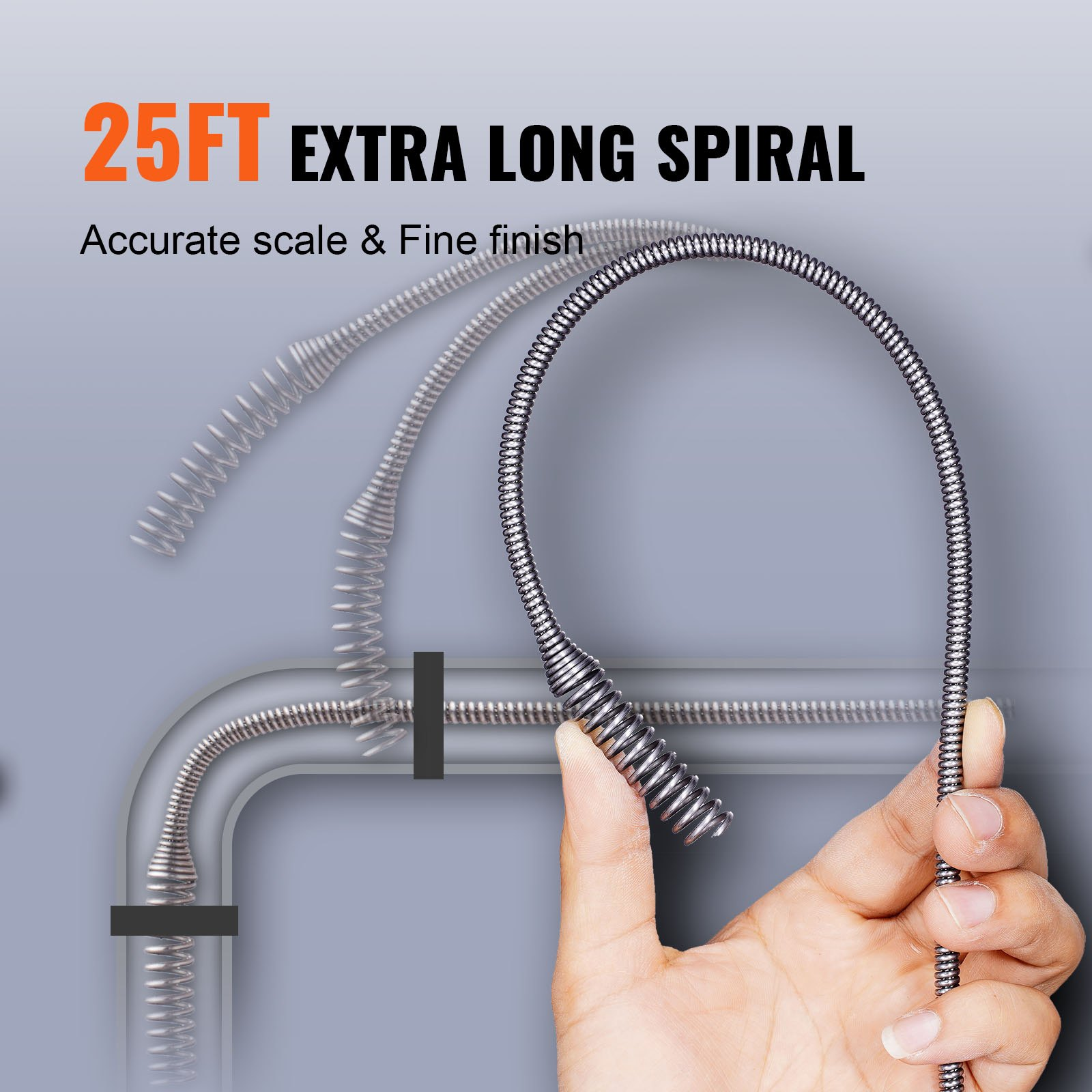 Drain Auger 25Ft, Plumbing Snake Auto Feed, Plumbers Snake with Drill Attachment
