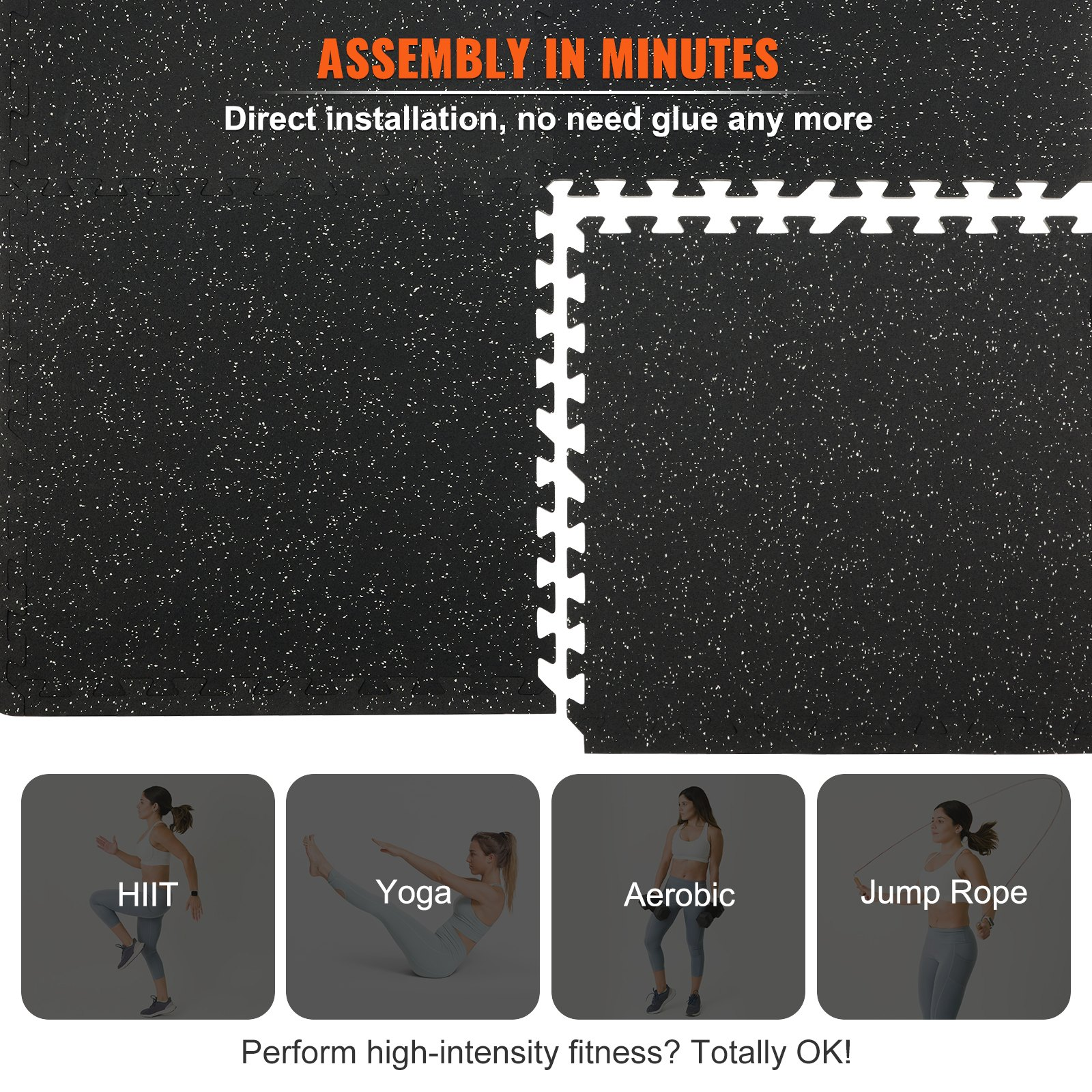 25 PCS Gym Floor Mats, 1/2" Thick EVA Foam & Rubber, 24"x24", 100 sq.ft Coverage - Picture 8 of 12