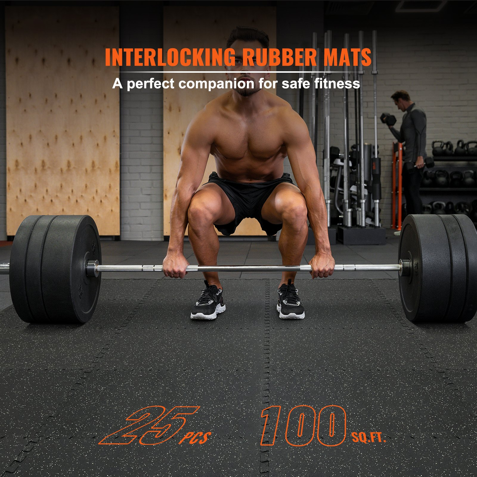 25 PCS Gym Floor Mats, 1/2" Thick EVA Foam & Rubber, 24"x24", 100 sq.ft Coverage