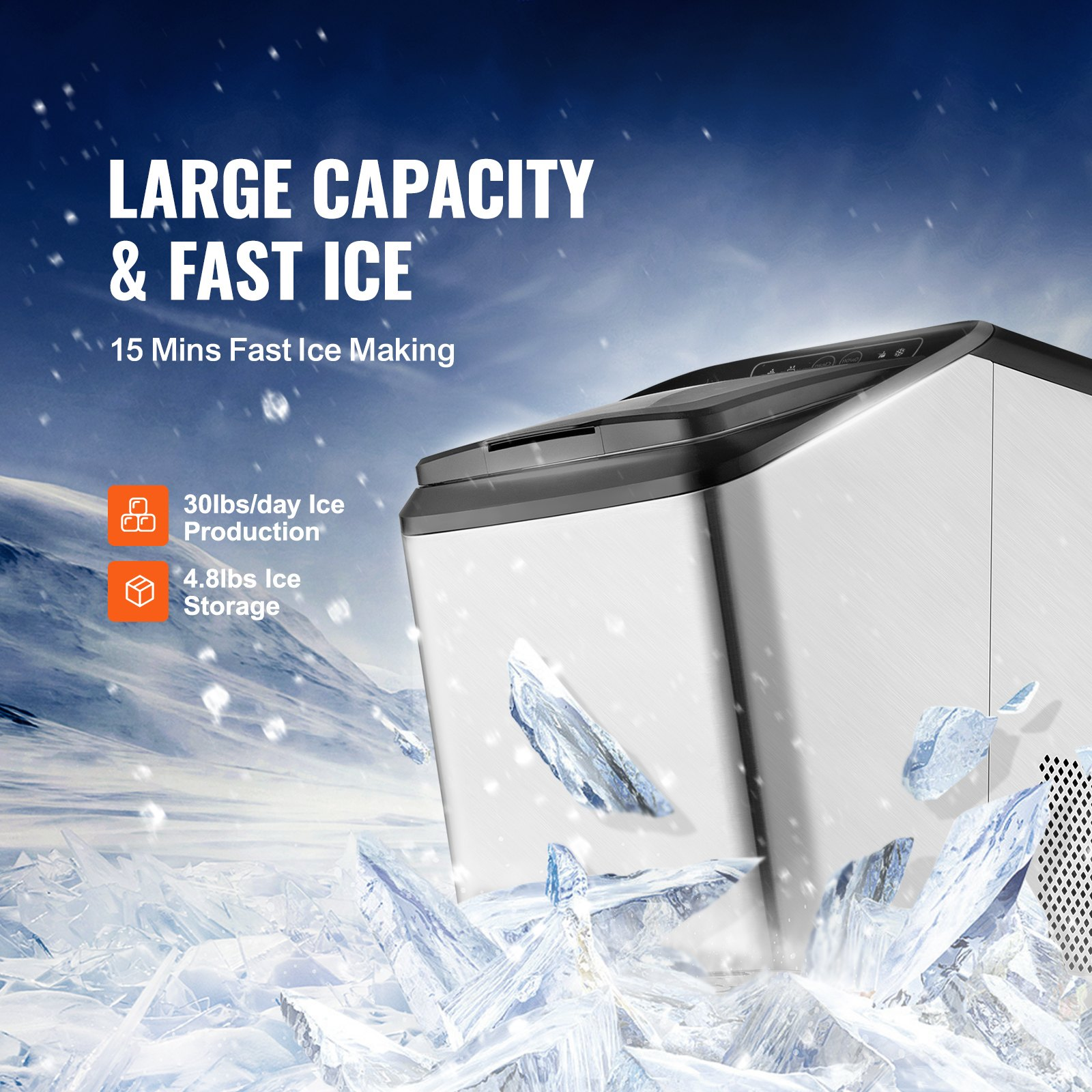 Countertop Ice Maker, 30lbs in 24Hrs, Auto Self-Cleaning Portable Ice Maker with