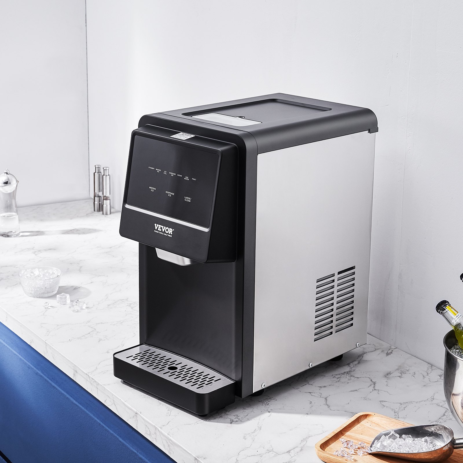 VEVOR Countertop Ice Maker, 62lbs in 24Hrs, Auto Self-Cleaning Portable Ice Make