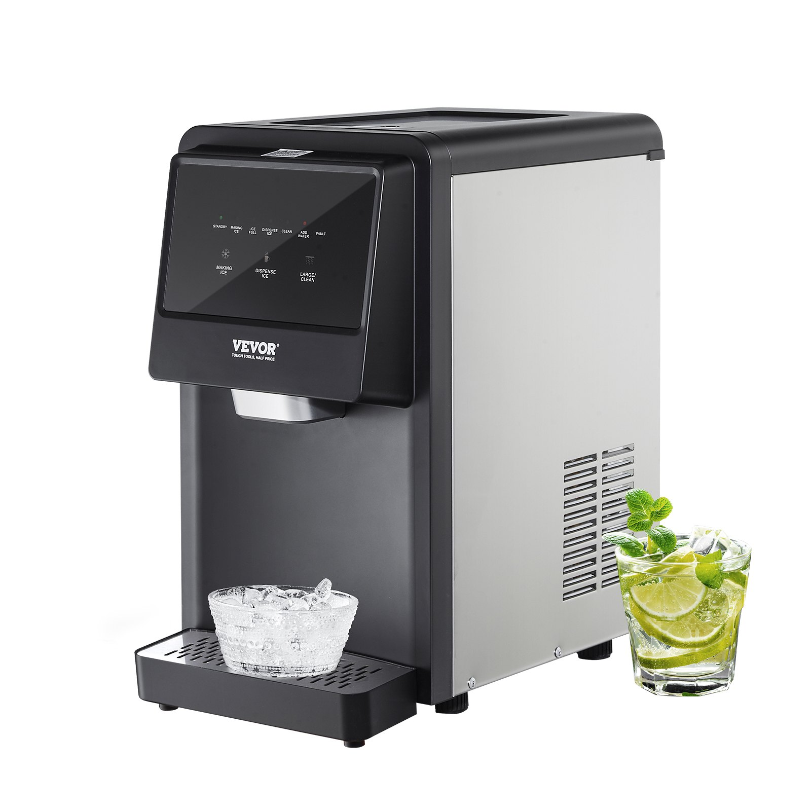 VEVOR Countertop Ice Maker, 62lbs in 24Hrs, Auto Self-Cleaning Portable Ice Make