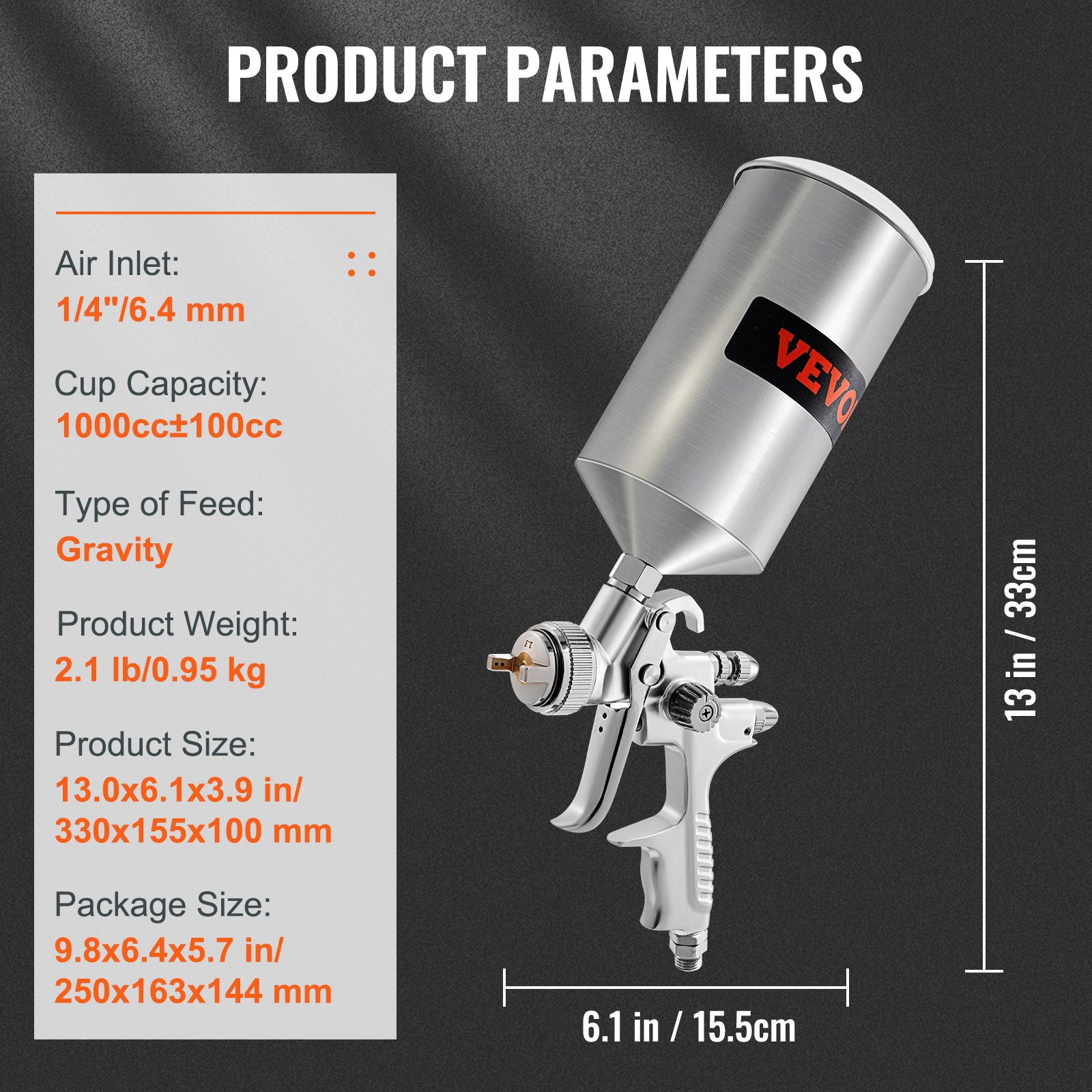 HVLP Auto Paint Air Spray Gun Kit Gravity Feed Car Primer 1.3/1.7mm Nozzle