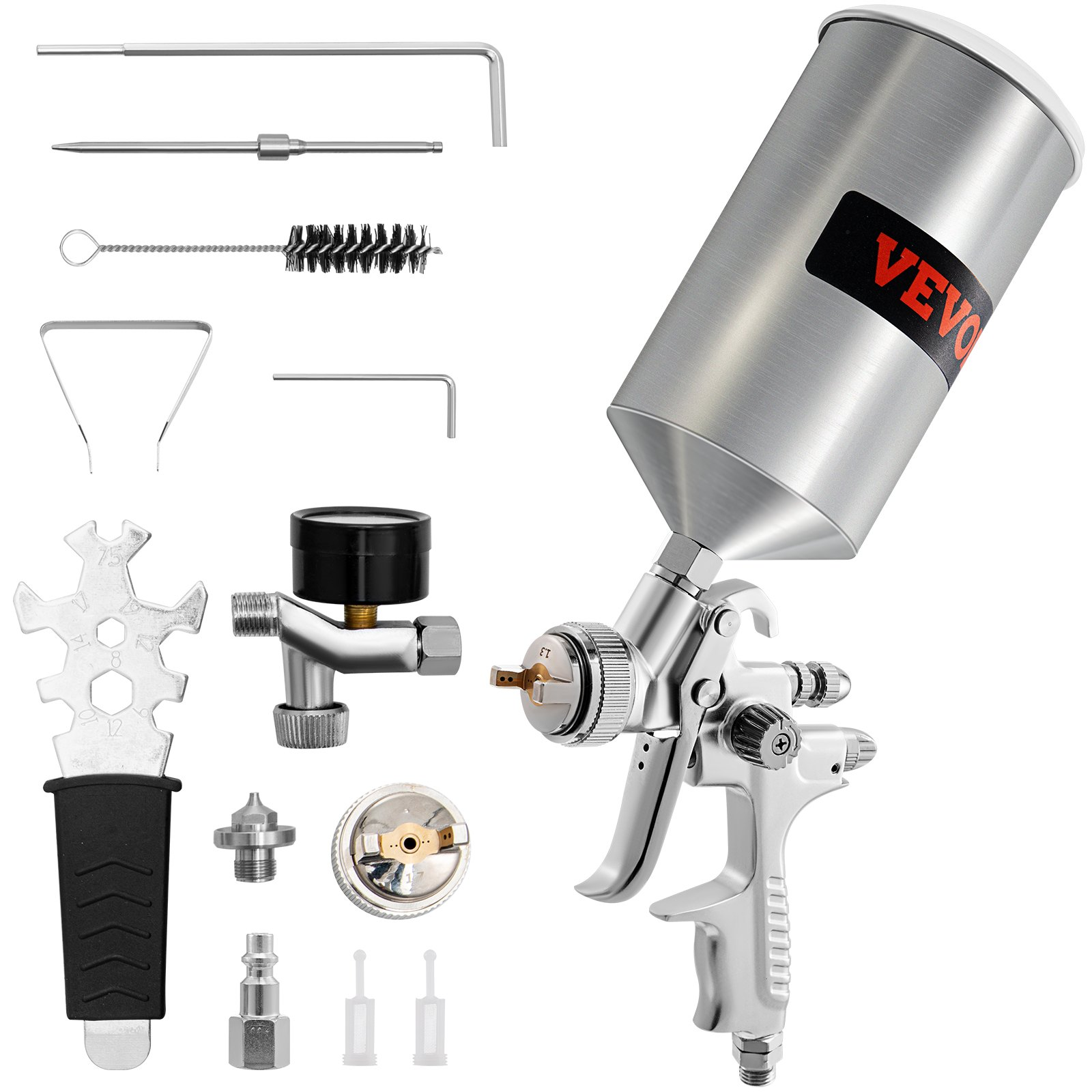 HVLP Auto Paint Air Spray Gun Kit Gravity Feed Car Primer 1.3/1.7mm Nozzle