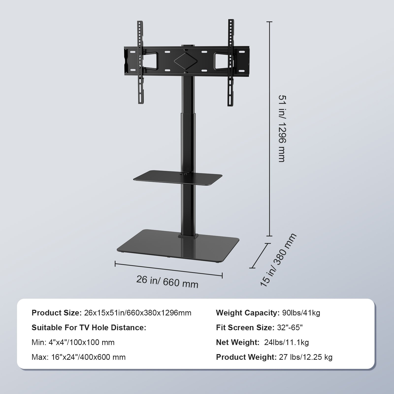 VEVOR TV Stand Mount, Swivel Tall TV Stand for 32 to 65 inch TVs