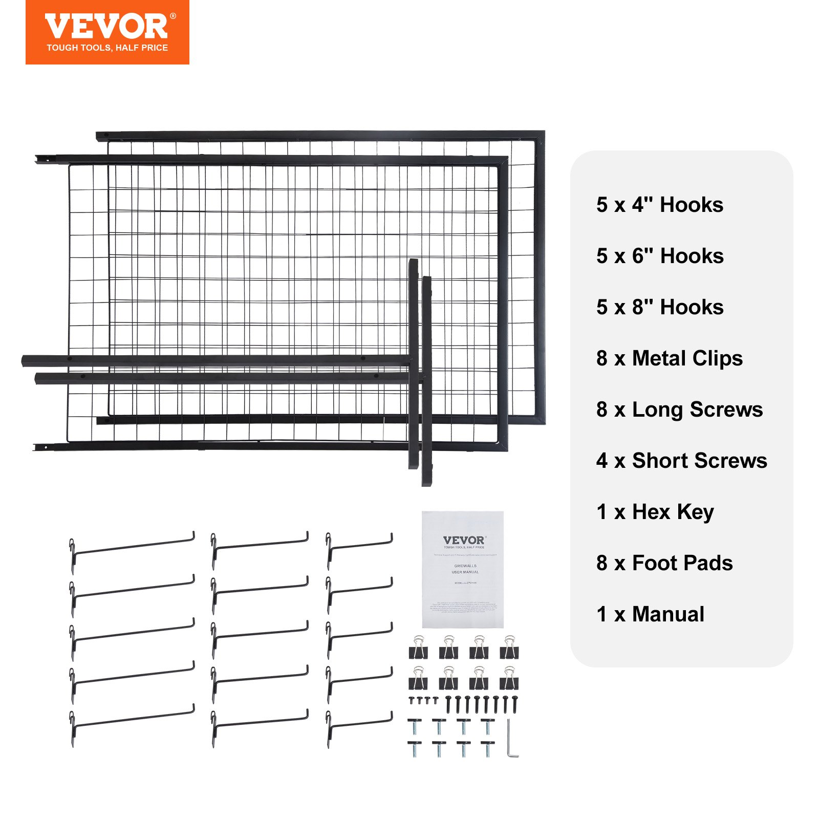 2' x 5.6' Grid Wall Panels Tower 2 Pack Wire Gridwall Retail Display Racks