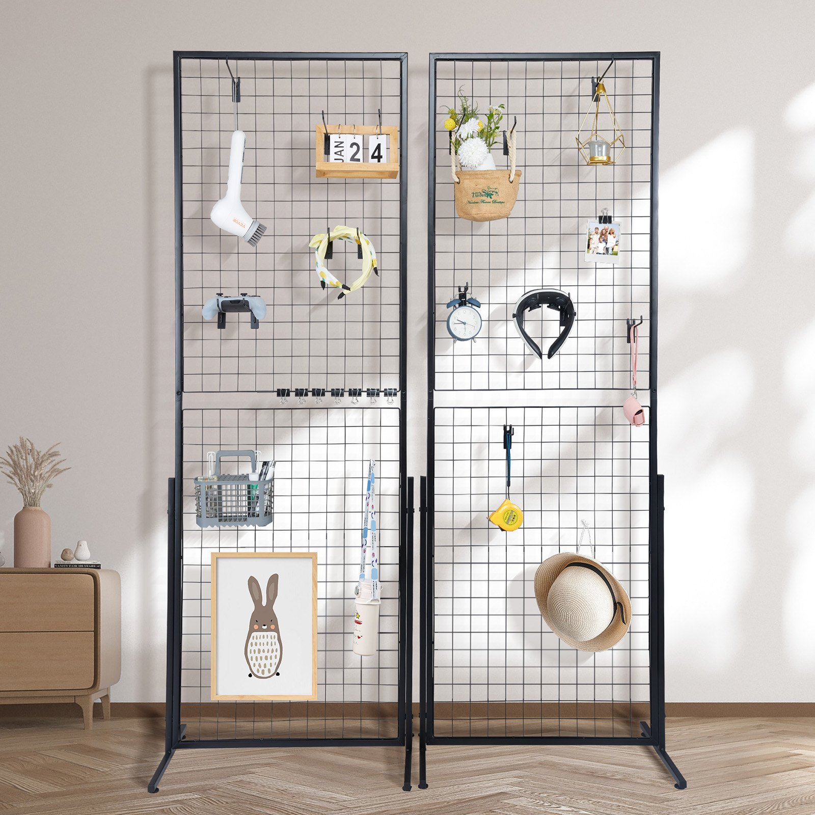 2' x 5.6' Grid Wall Panels Tower 2 Pack Wire Gridwall Retail Display Racks