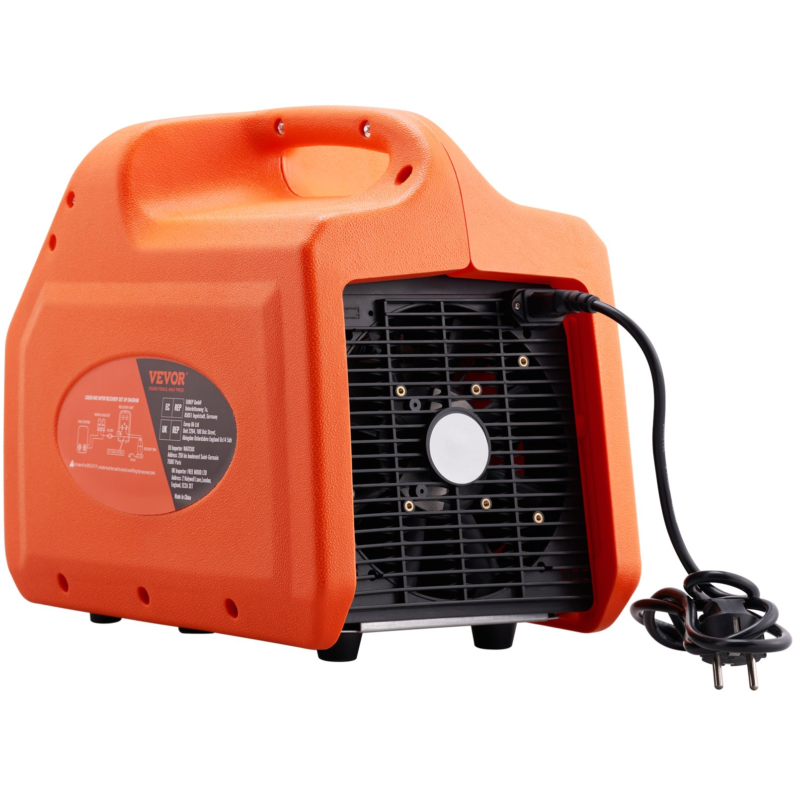 1 HP Refrigerant Recovery Machine - Dual Cylinder Portable AC Recovery Machine w