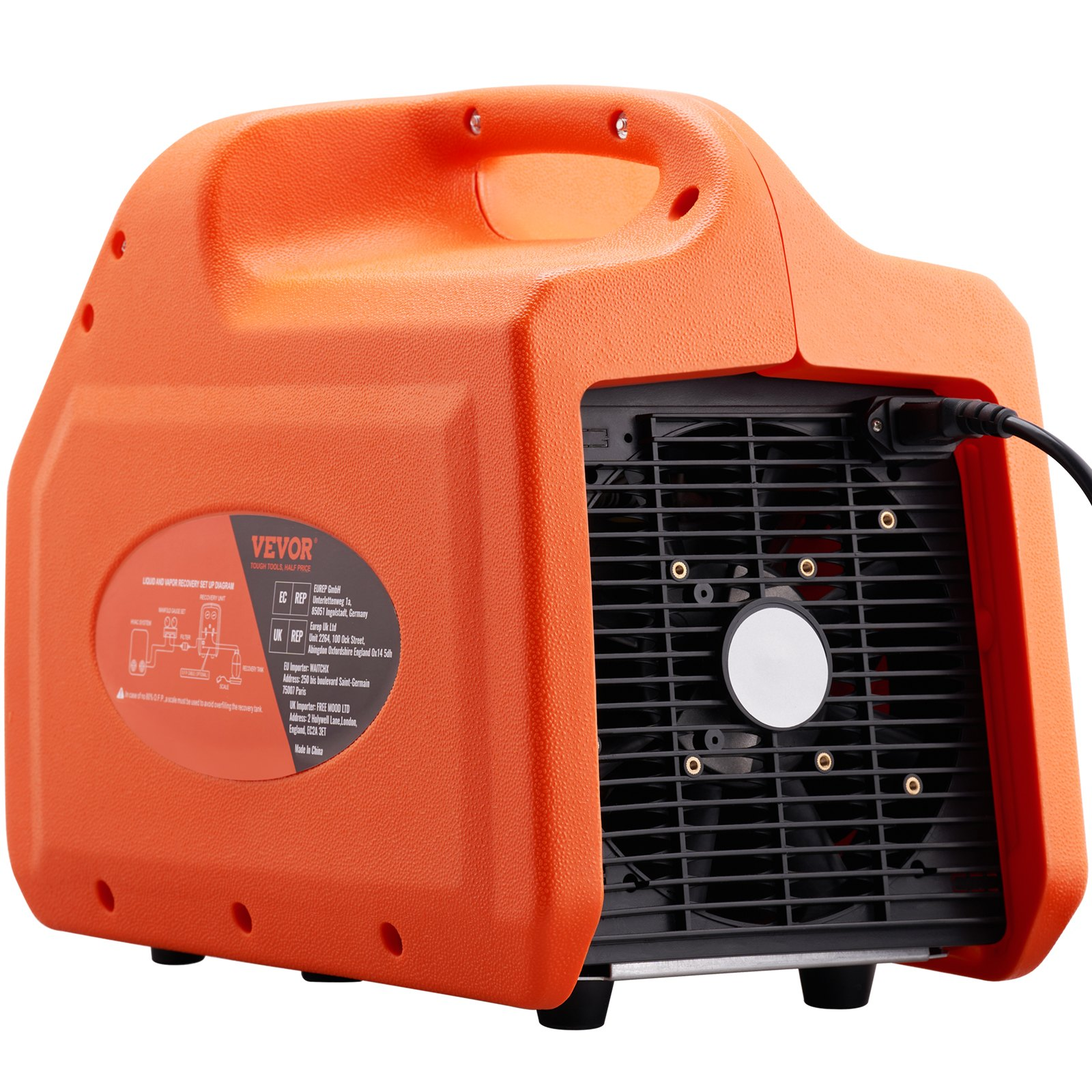 1 HP Refrigerant Recovery Machine - Dual Cylinder Portable AC Recovery Machine w