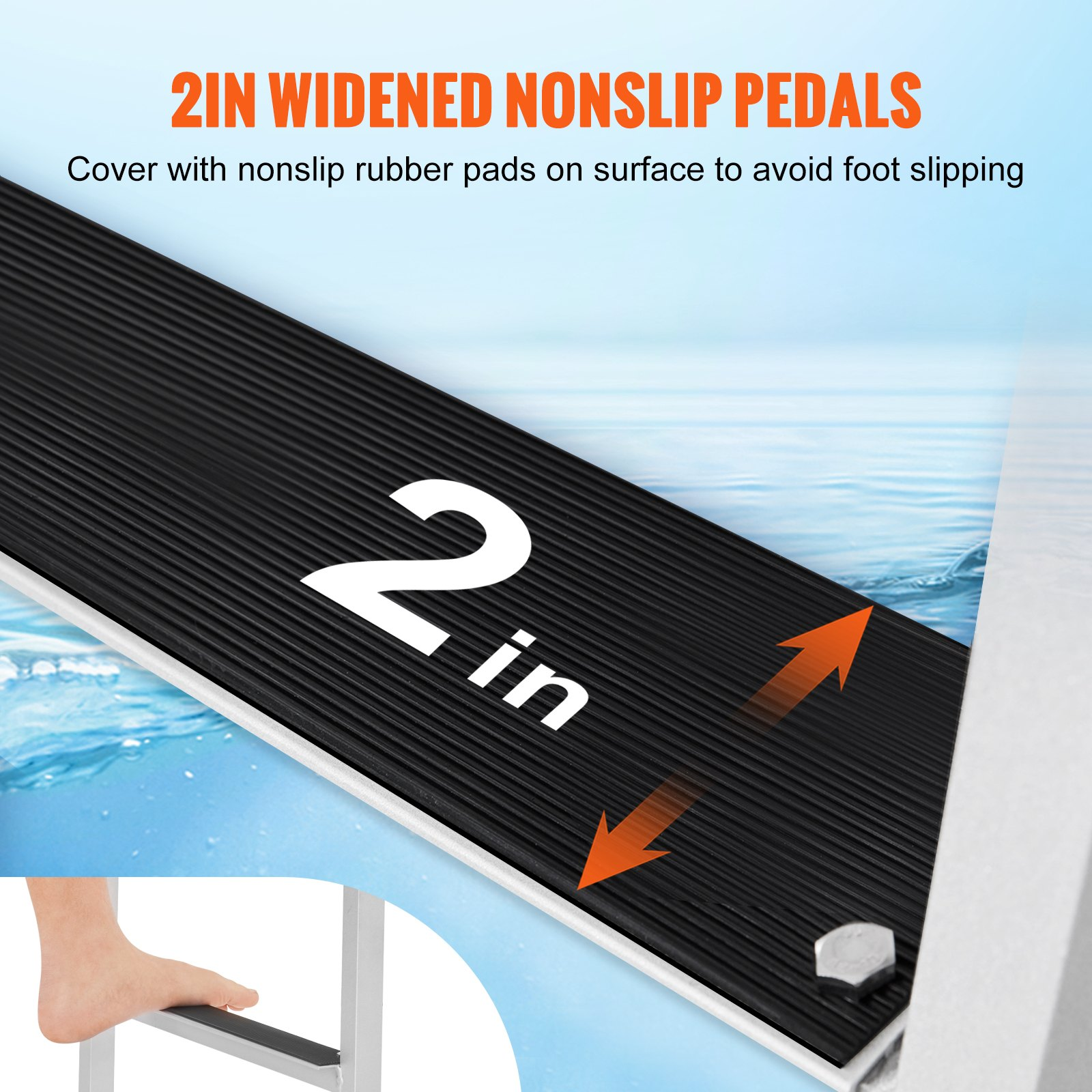Dock Ladder, Flip-Up 4 Steps, Easy to Install for Ship/Lake/Pool/Marine Boarding - Picture 7 of 12