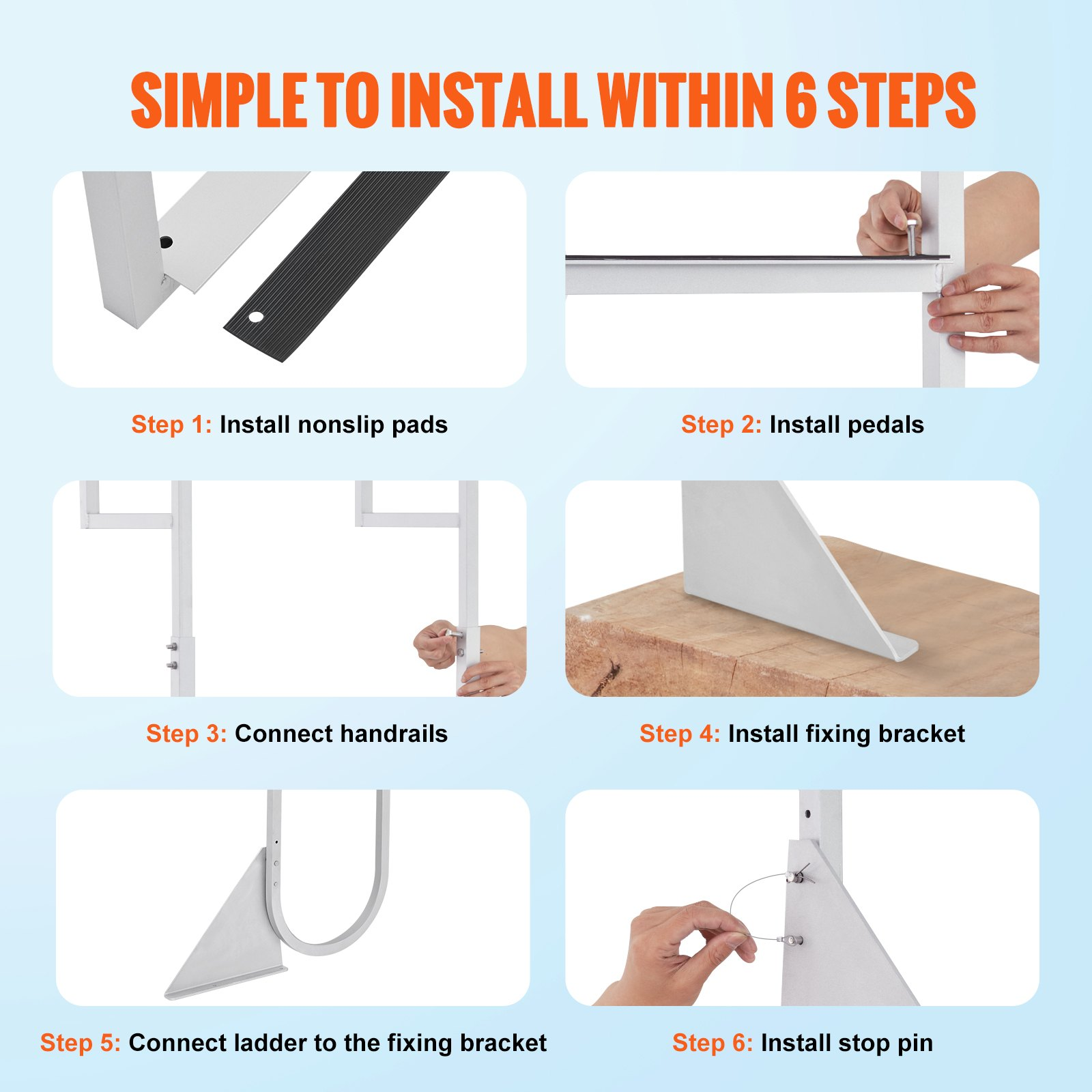 Dock Ladder, Flip-Up 4 Steps, Easy to Install for Ship/Lake/Pool/Marine Boarding - Picture 8 of 12