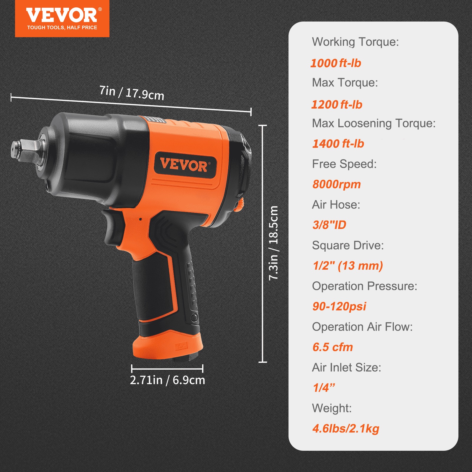 VEVOR Air Impact Wrench 1/2