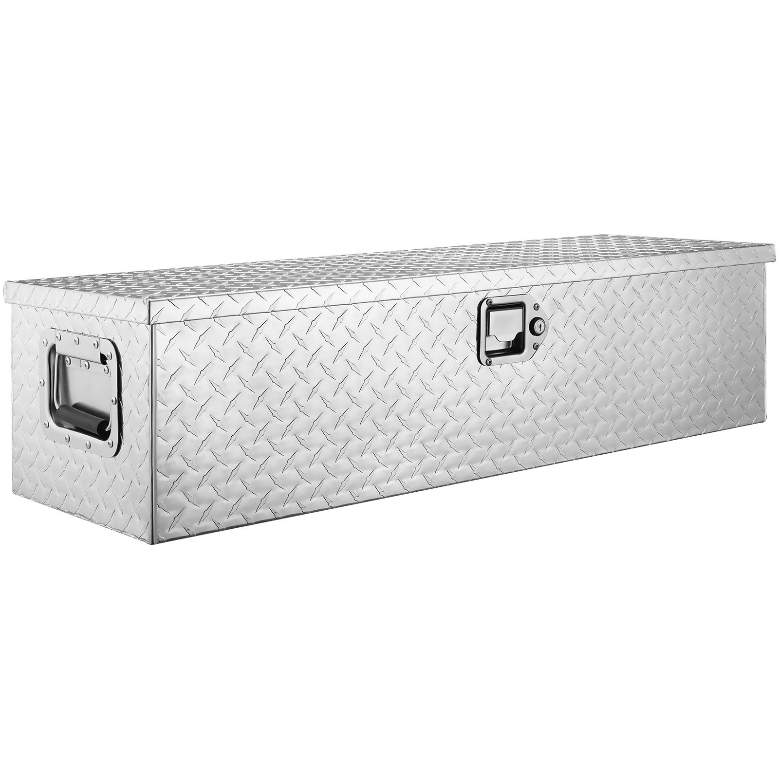 Silver Heavy Duty Aluminum Truck Bed Tool Box with Lock Keys | Diamond Plate Des - Picture 3 of 12