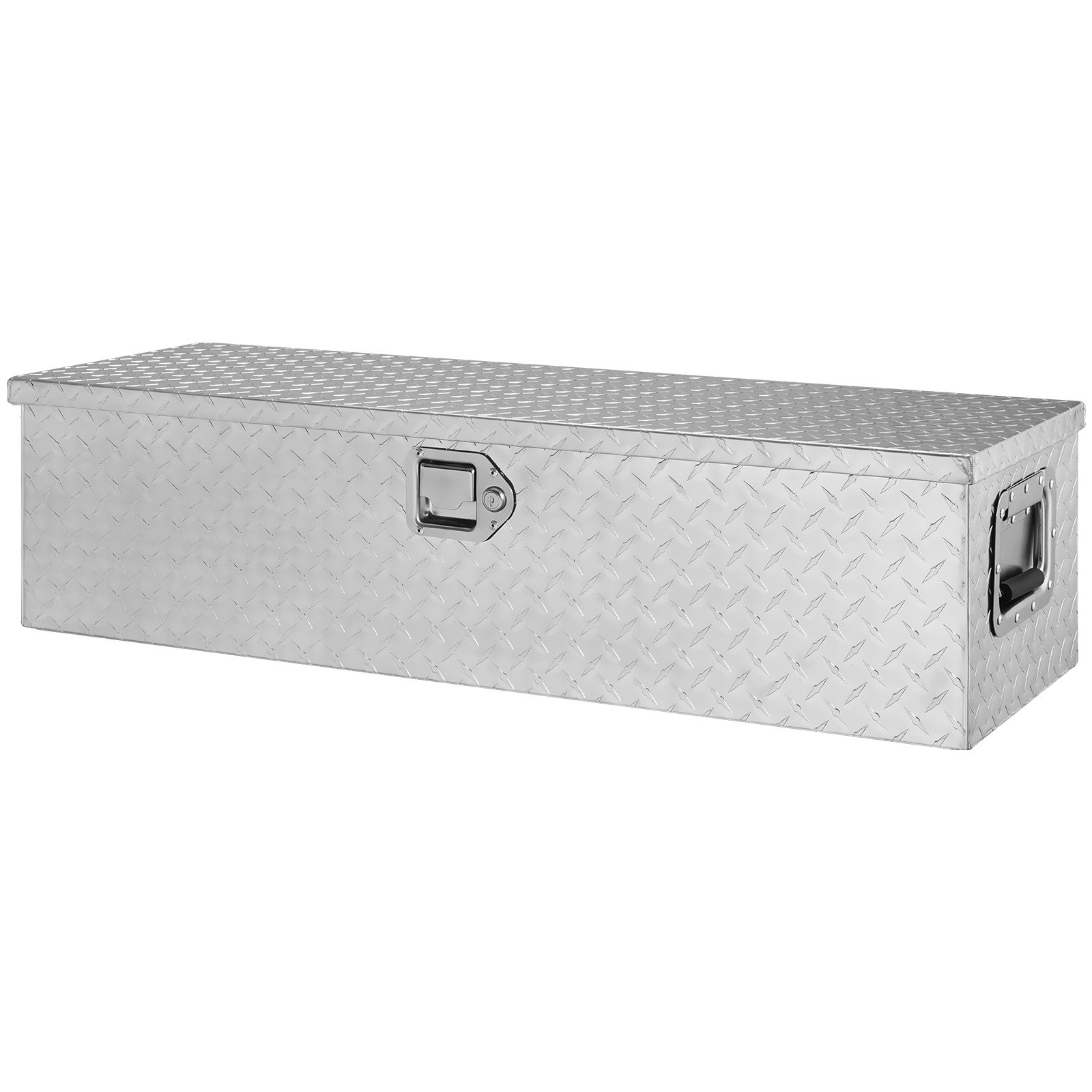 Silver Heavy Duty Aluminum Truck Bed Tool Box with Lock Keys | Diamond Plate Des - Picture 11 of 12