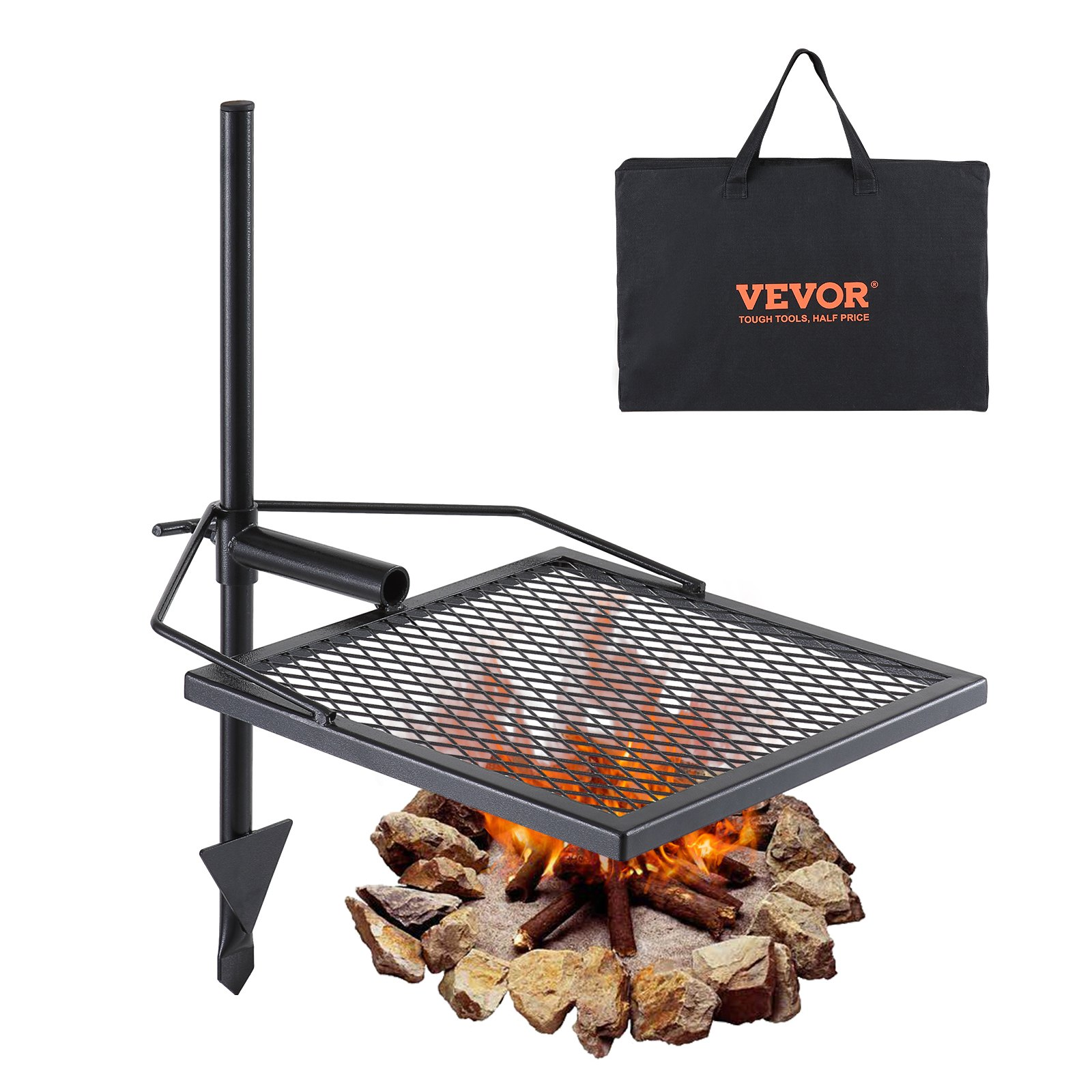 VEVOR Swivel Campfire Grill, Fire Pit Grill Grate over Fire Pits, Heavy Duty Ste