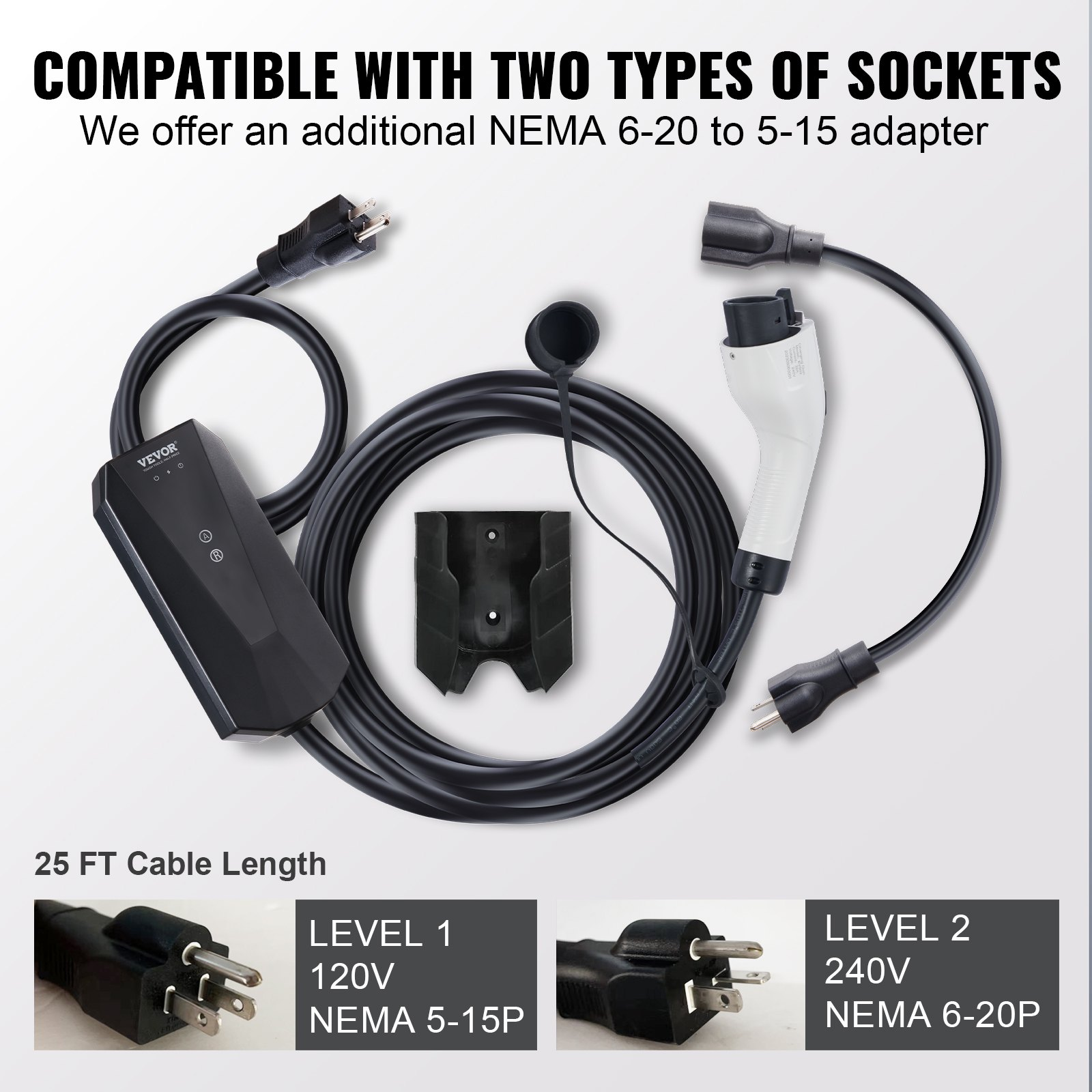 Level 1+2 Portable EV Charger, 16 Amp 120V or 240V, Electric Vehicle Charger wi - Picture 7 of 12