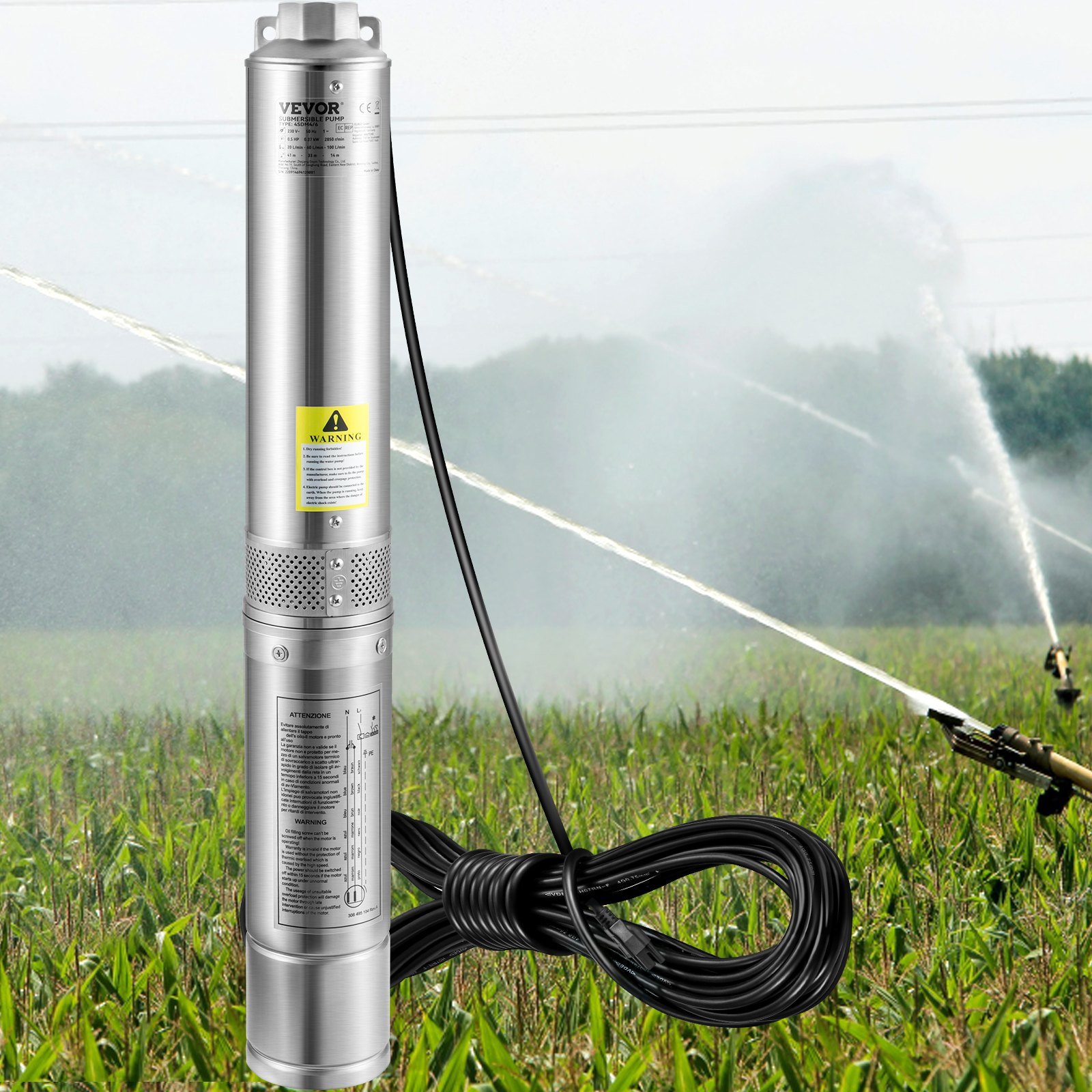 Deep Well Submersible Pump, 1HP 115V/60Hz, 37gpm Flow, 207ft Head - Picture 8 of 12