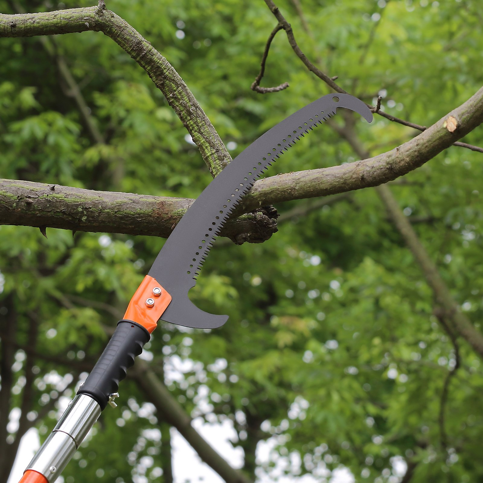 7.3-27ft Extendable Pole Saw Pruner Steel Blade Tree Branch Trimmer Fiberglass