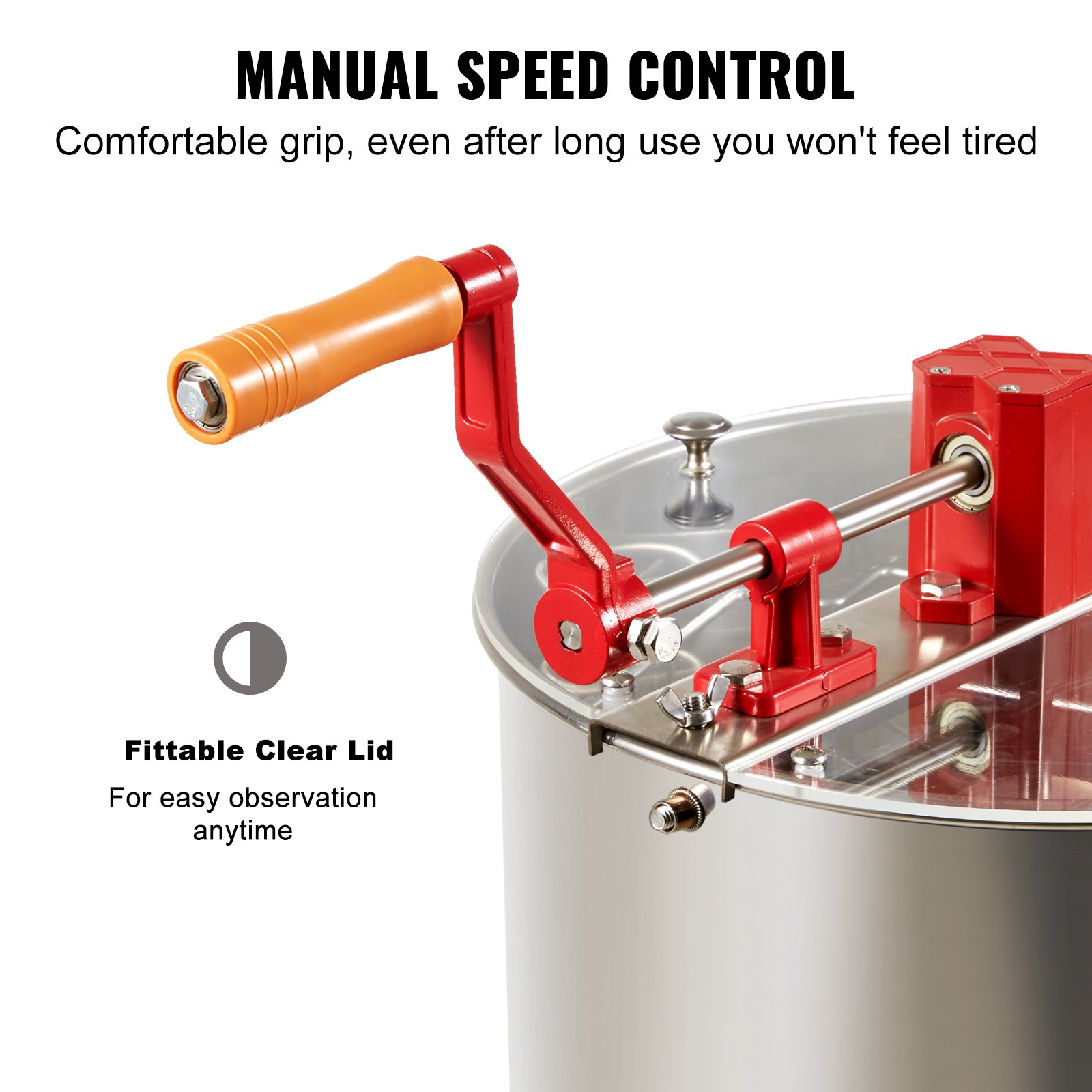 Manual Honey Extractor, 3 Frames Stainless Steel Spinner w/ Adjustable Stand