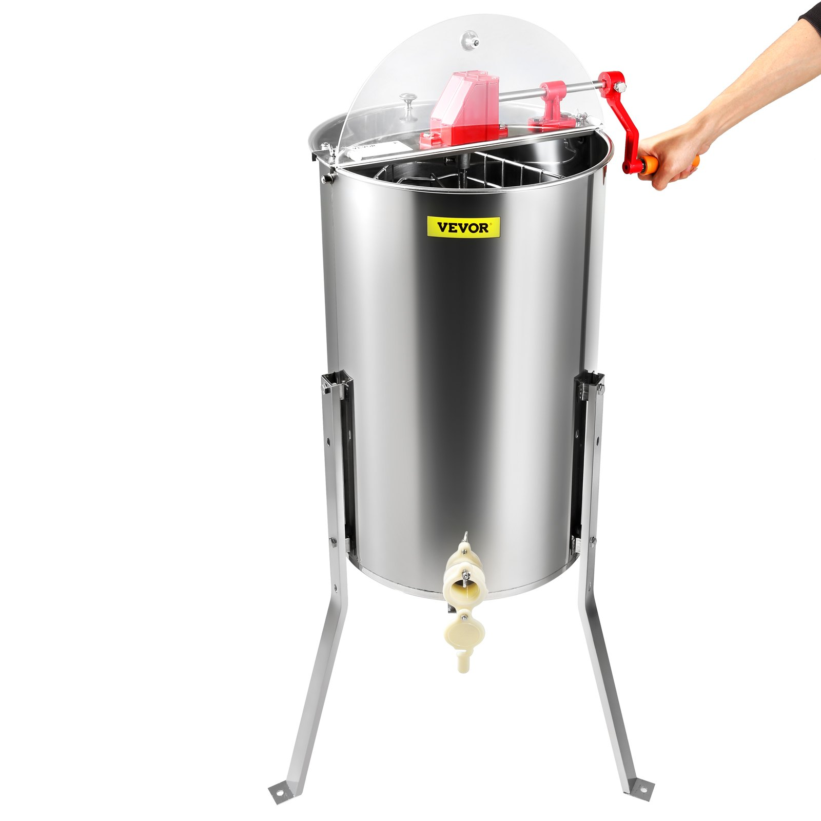 Manual Honey Extractor, 3 Frames Stainless Steel Spinner w/ Adjustable Stand
