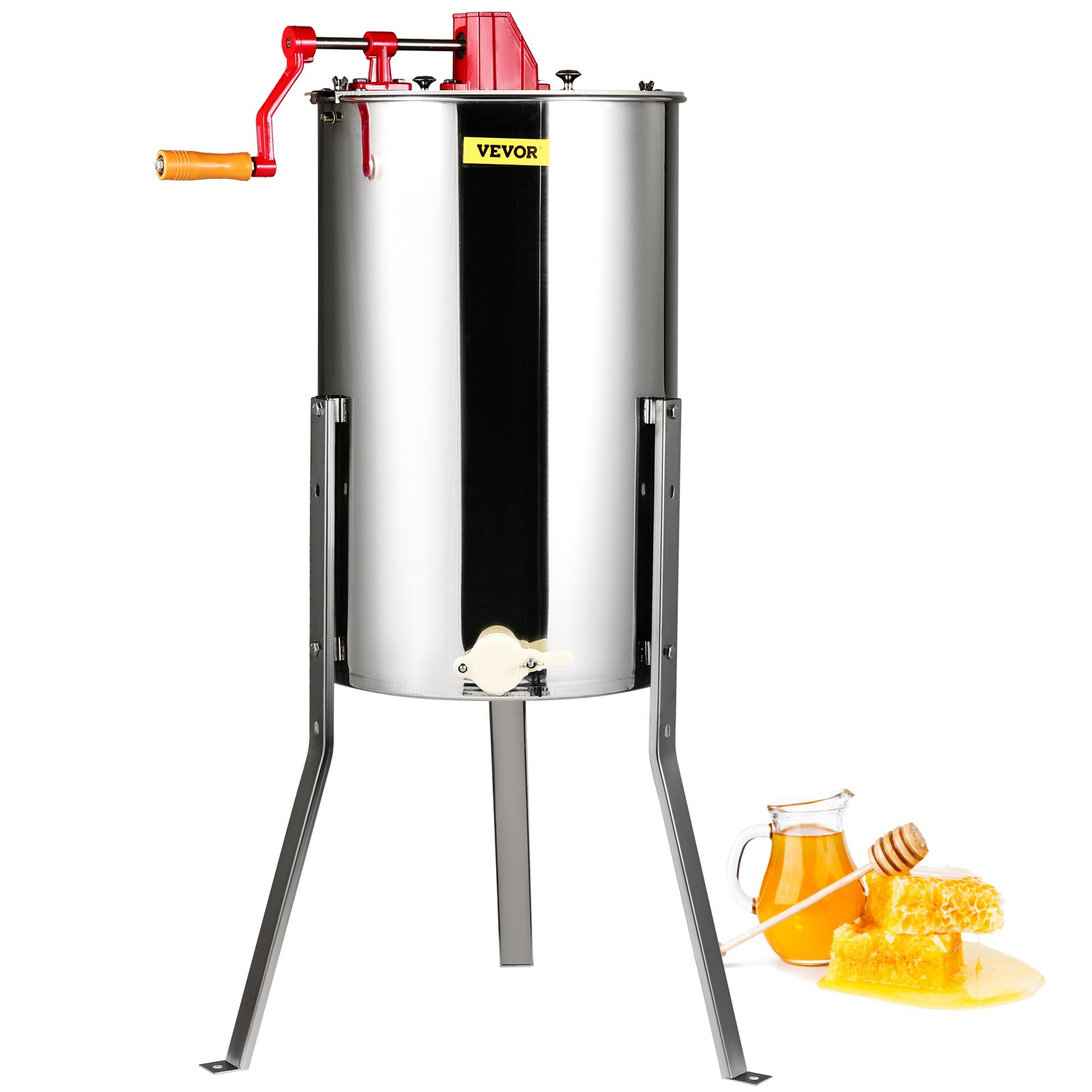 Manual Honey Extractor, 3 Frames Stainless Steel Spinner w/ Adjustable Stand