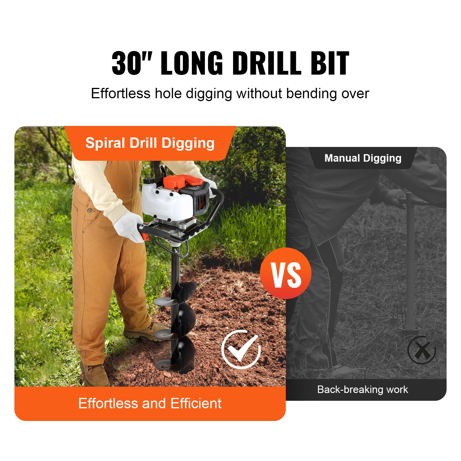 Post Hole Digger, 43cc 1250W Auger Post Hole digger, EPA certification