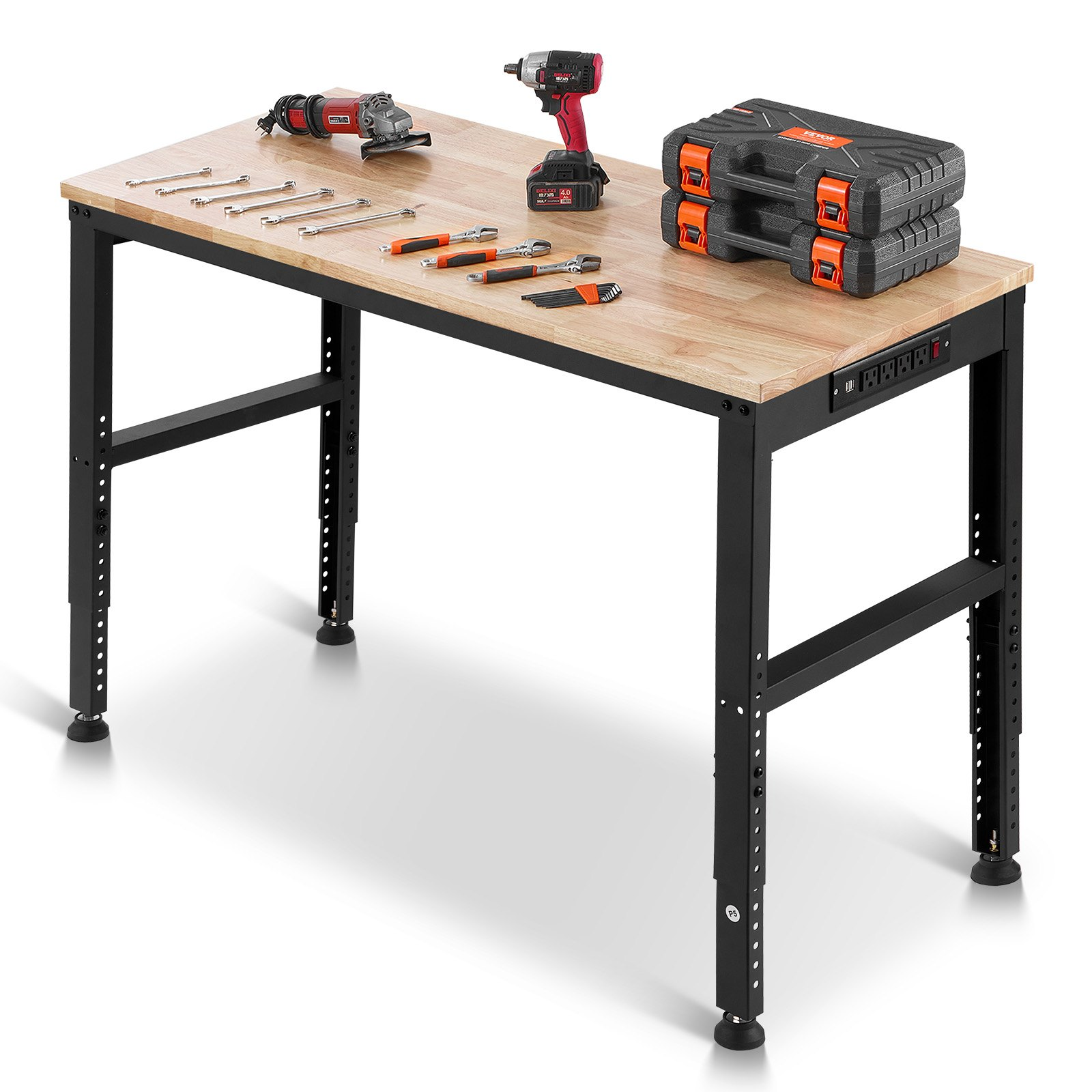 Adjustable Workbench 48x20" Heavy Duty 2000LB w/ Power Outlets