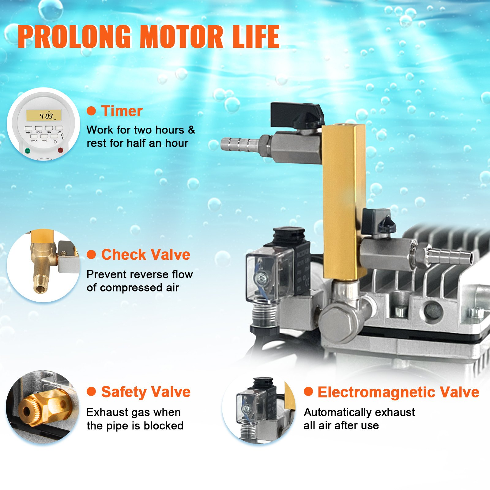 Pond Aerator, 550W Power, Air Compressor for Deep Water Oxygen Circulation