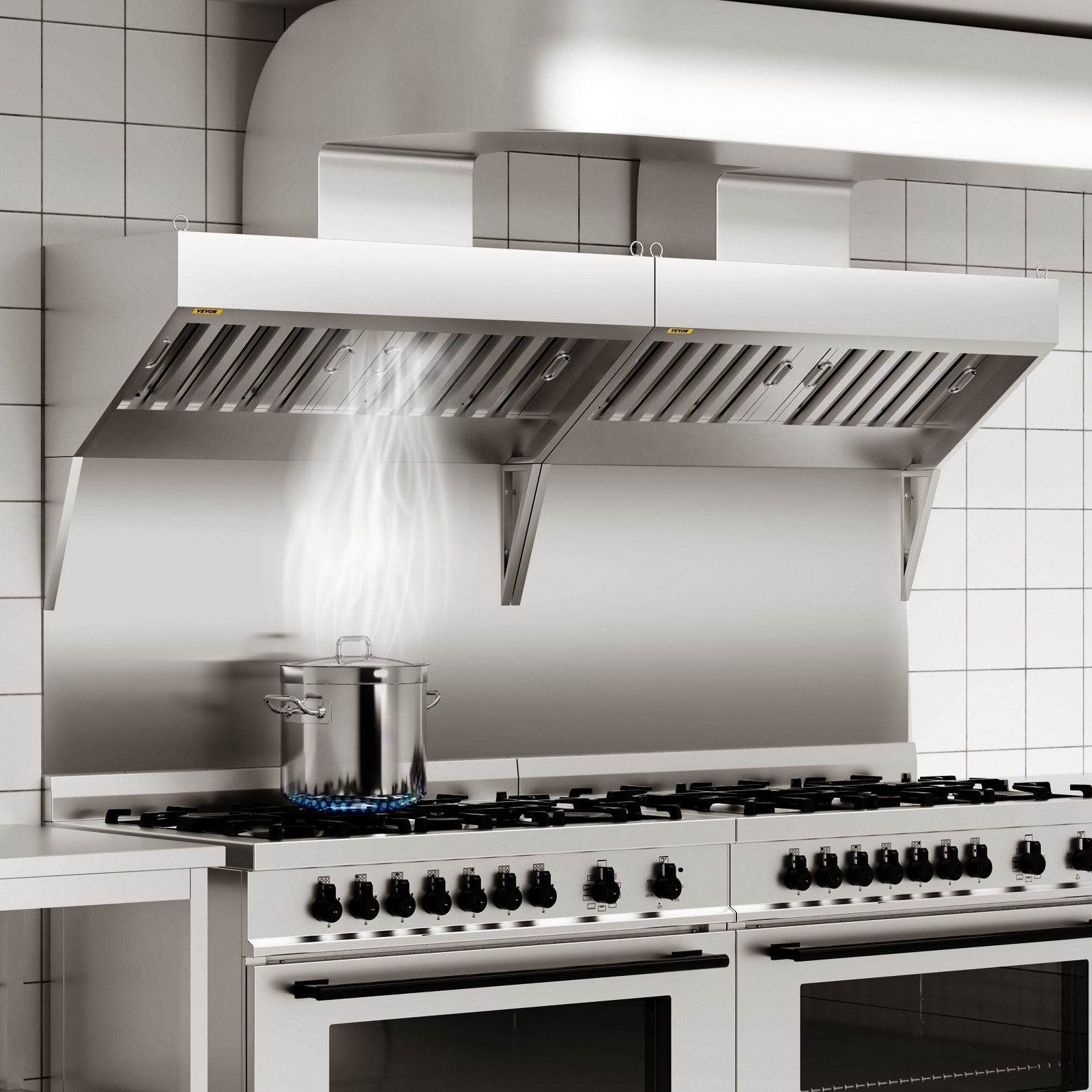 4FT Commercial Exhaust Hood, Stainless Steel Food Truck Vent with 2 Oil Filters - Picture 8 of 12