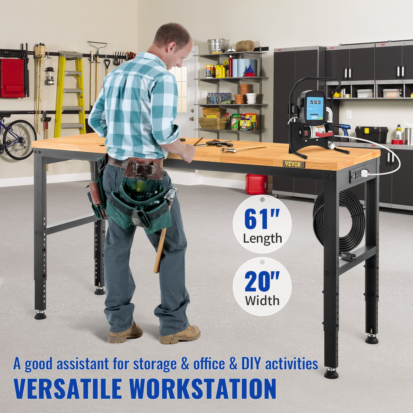 Adjustable Workbench, 2000 lbs Capacity, Workshop