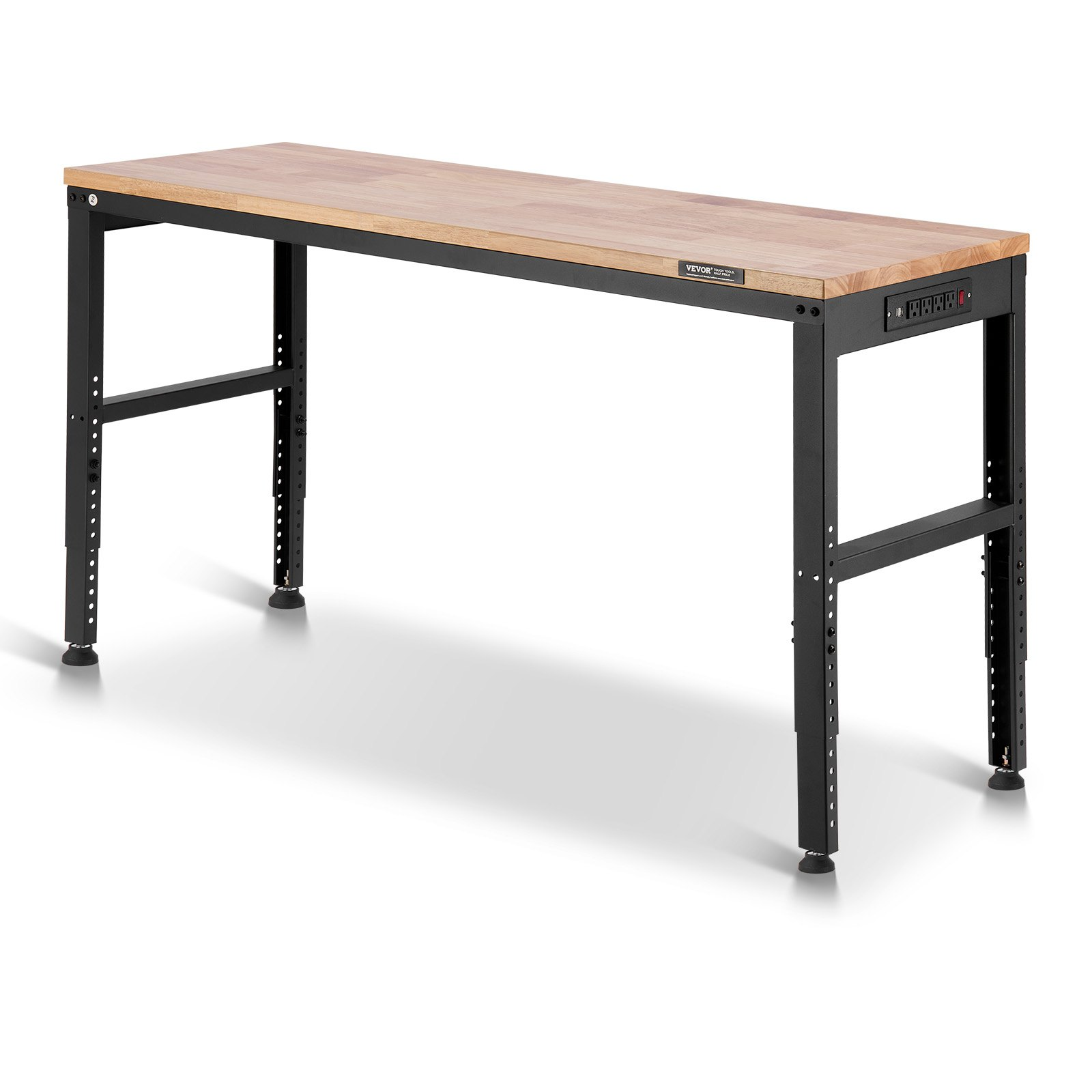 Adjustable Workbench 61x20" Heavy Duty 2000LB w/ Power Outlets