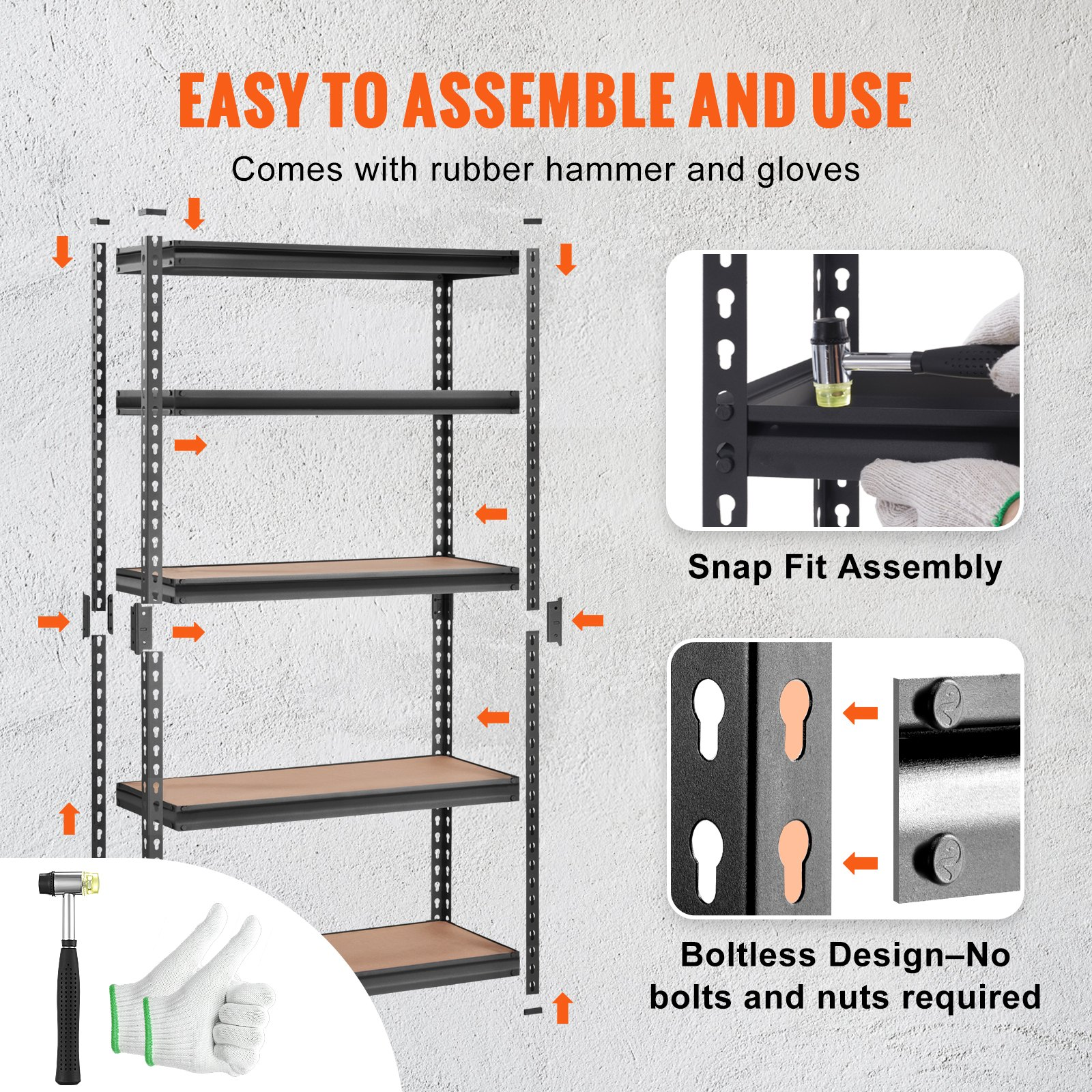 VEVOR Storage Shelving Unit, 5-Tier Adjustable, 2000 lbs Capacity, Heavy Duty Ga