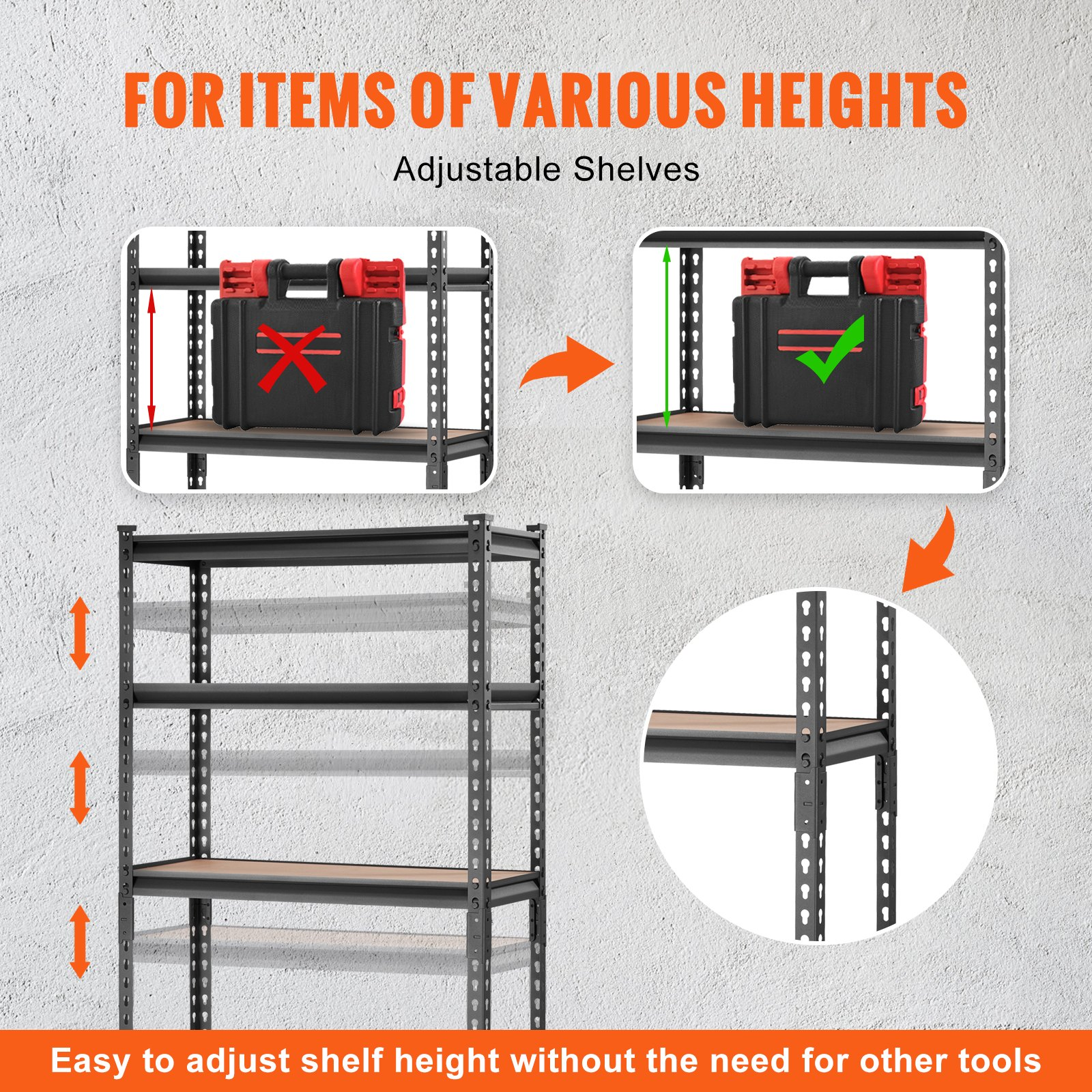 VEVOR Storage Shelving Unit, 5-Tier Adjustable, 2000 lbs Capacity, Heavy Duty Ga